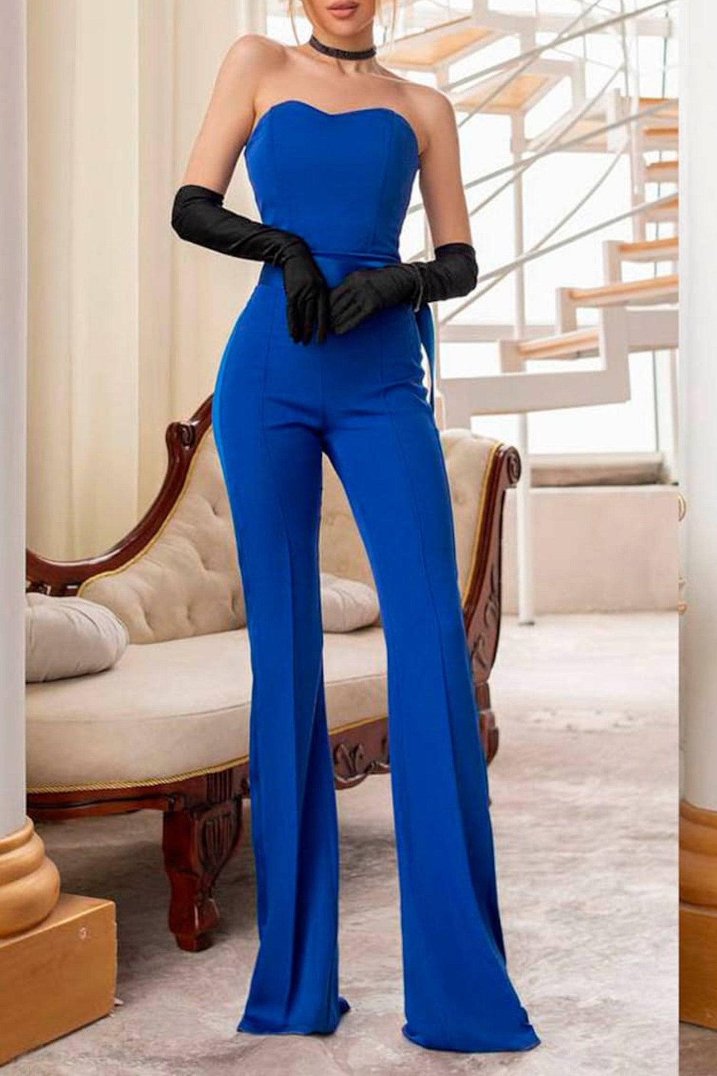 Jumpsuit Floor Length Twisted Silk Fabric Dress CG0173 - COCOMELODY
