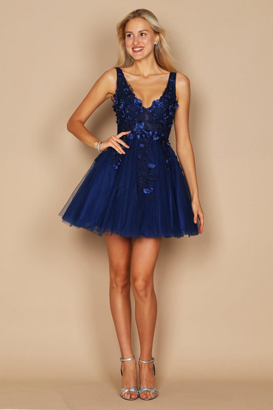 A-Line Short-Mini Lace Tulle Dress CG0247