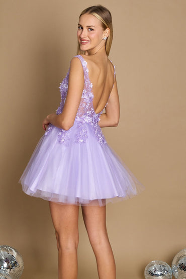 A-Line Short-Mini Lace Tulle Dress CG0248