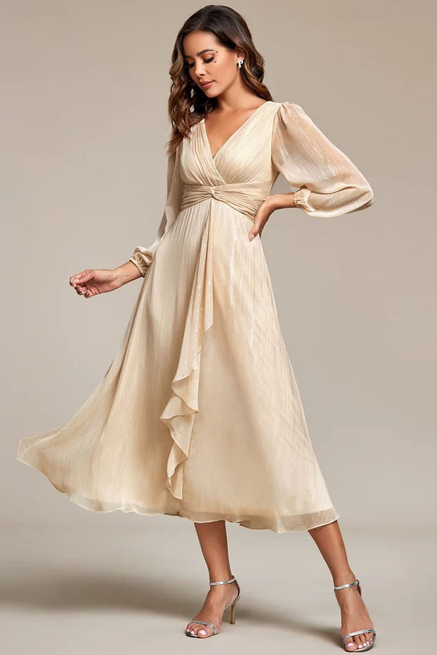 A-Line Tea Length Soft Yarn Dress CG0257