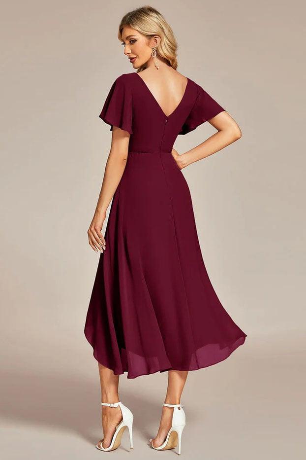 A-Line Tea Length Chiffon Dress CG0258 - COCOMELODY