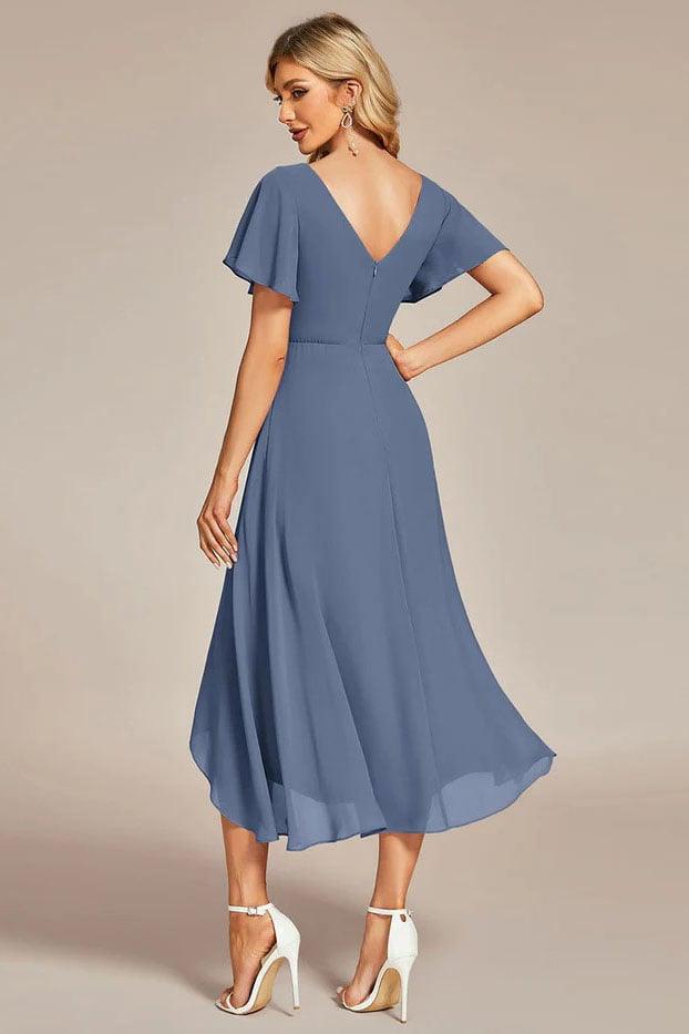 A-Line Tea Length Chiffon Dress CG0258 - COCOMELODY