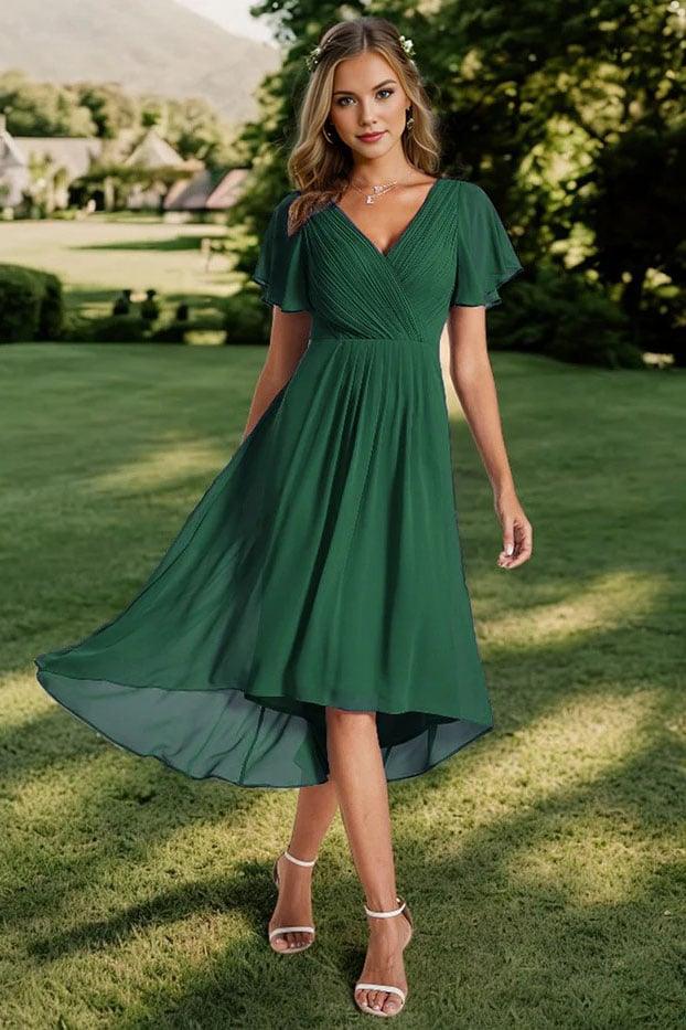 A-Line Knee Length Chiffon Dress CG0259 - COCOMELODY