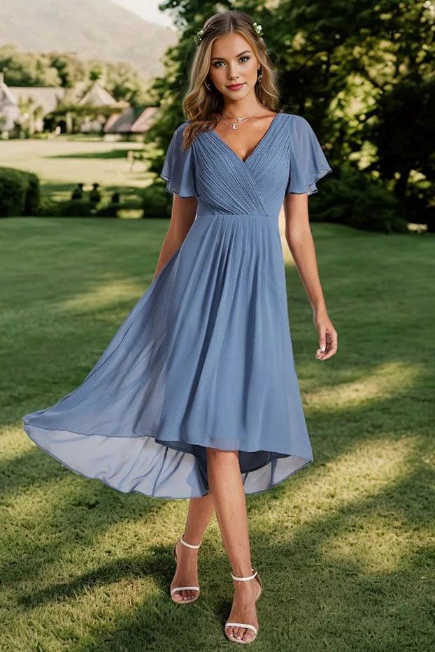 A-Line Knee Length Chiffon Dress CG0259 - COCOMELODY