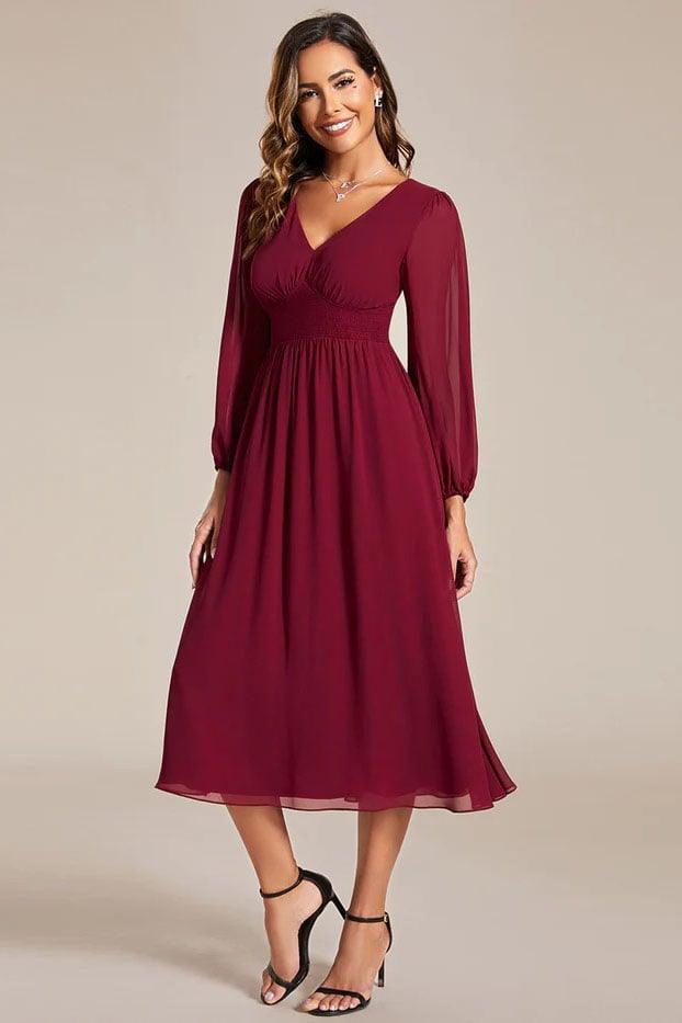 A-Line Knee Length Chiffon Dress CG0261 - COCOMELODY