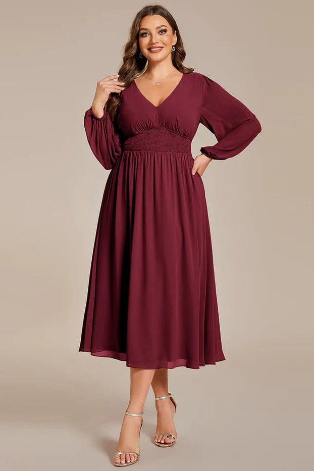 A-Line Knee Length Chiffon Dress CG0261 - COCOMELODY