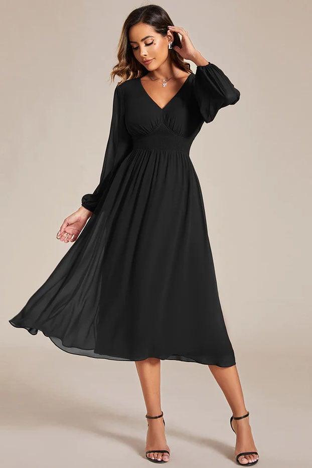 A-Line Knee Length Chiffon Dress CG0261 - COCOMELODY