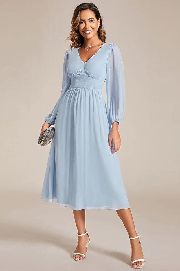 A-Line Knee Length Chiffon Dress CG0261 - COCOMELODY