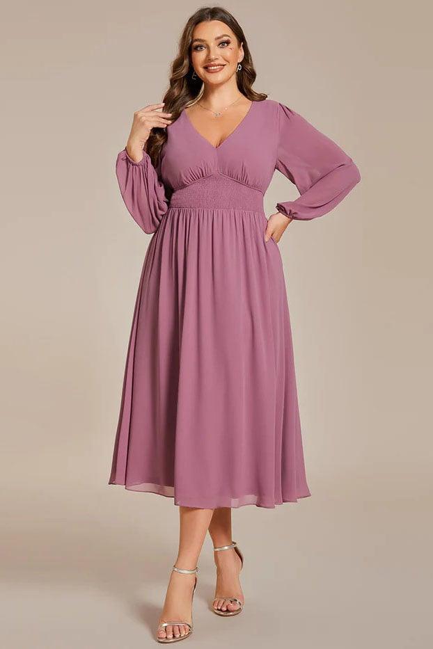 A-Line Knee Length Chiffon Dress CG0261 - COCOMELODY