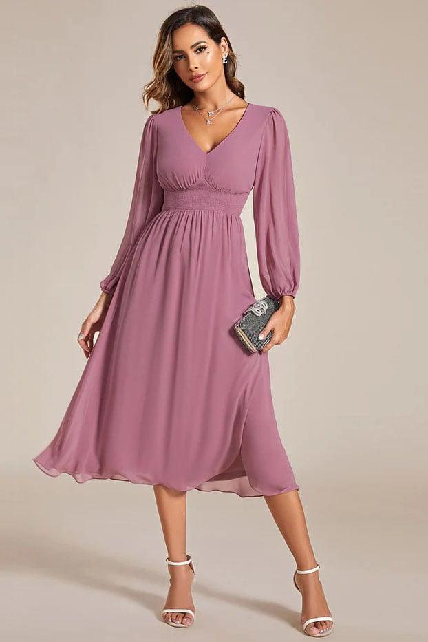 A-Line Knee Length Chiffon Dress CG0261 - COCOMELODY