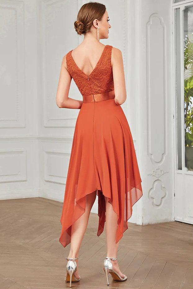 Asymmetrical Knee Length Chiffon Dress CG0263