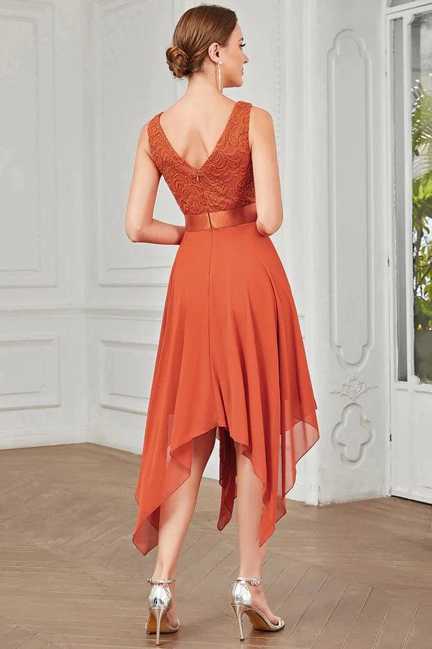 Asymmetrical Knee Length Chiffon Dress CG0263 - COCOMELODY