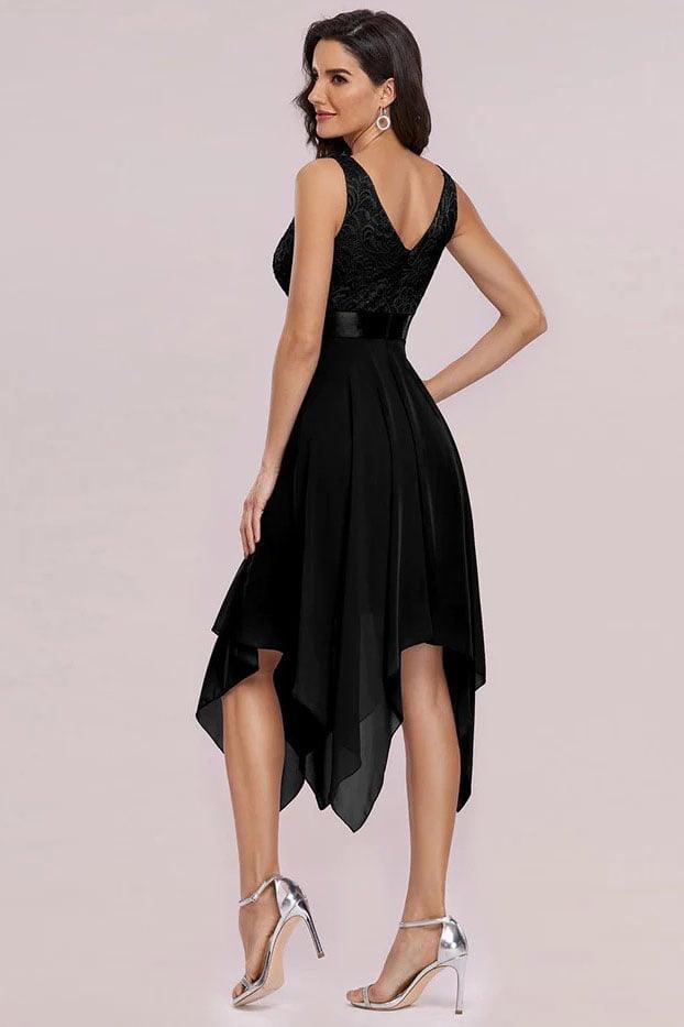 Asymmetrical Knee Length Chiffon Dress CG0263 - COCOMELODY