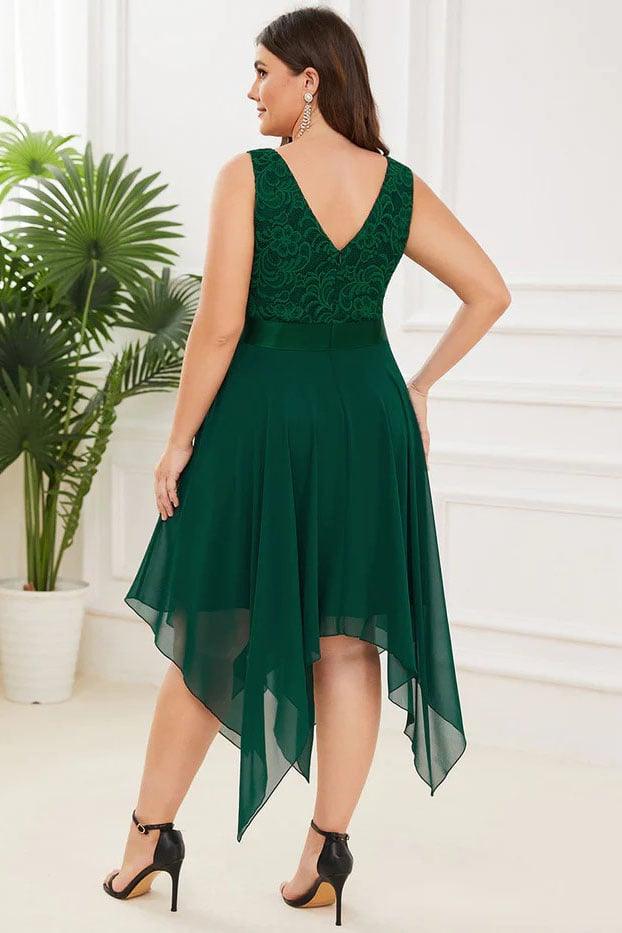 Asymmetrical Knee Length Chiffon Dress CG0263 - COCOMELODY