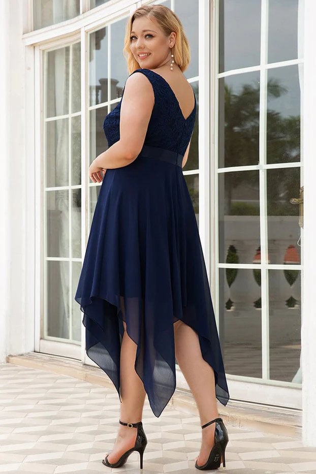 Asymmetrical Knee Length Chiffon Dress CG0263