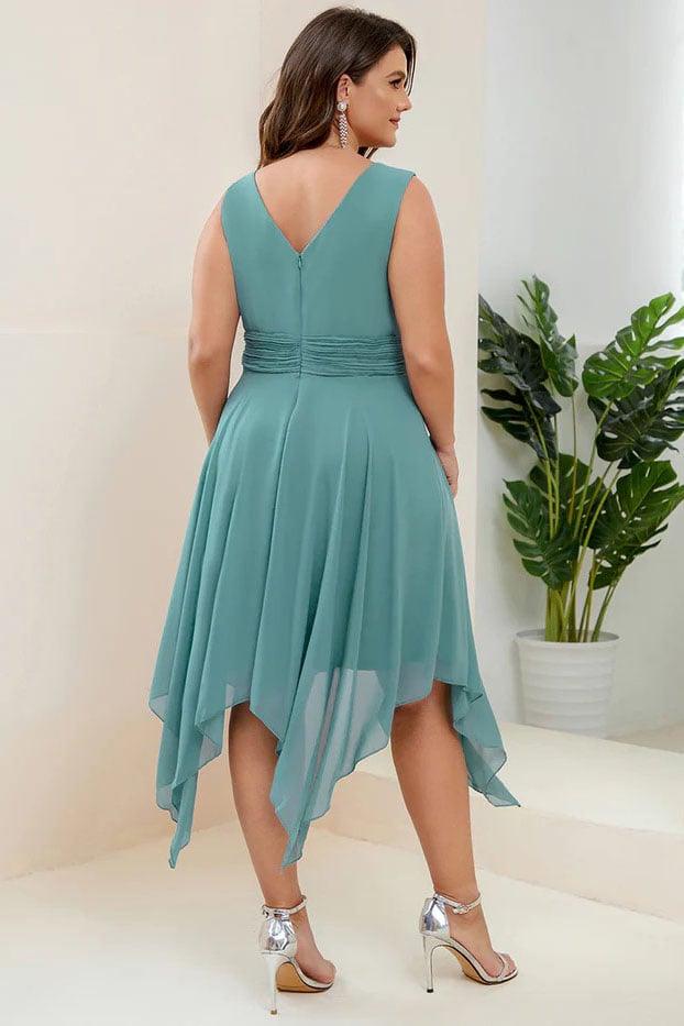 Asymmetrical Knee Length Chiffon Dress CG0266 - COCOMELODY