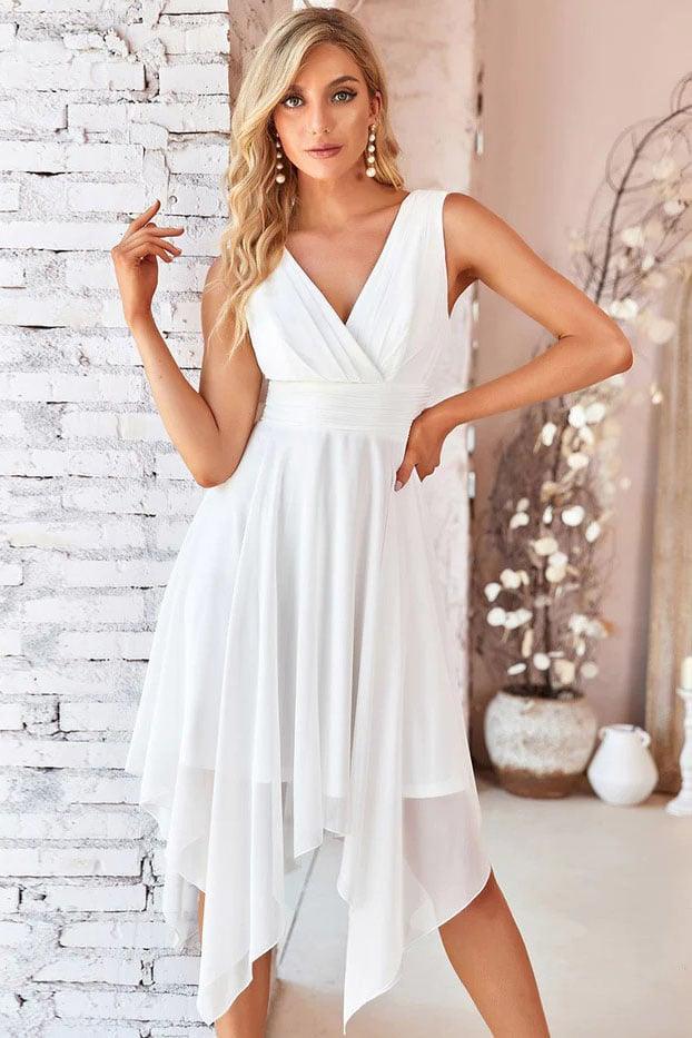 Asymmetrical Knee Length Chiffon Dress CG0266 - COCOMELODY