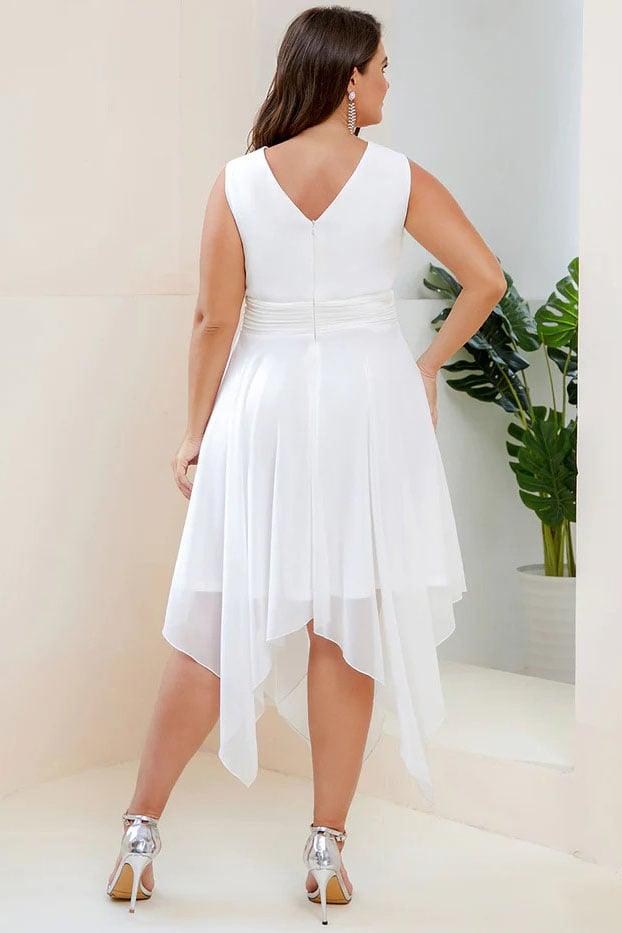 Asymmetrical Knee Length Chiffon Dress CG0266 - COCOMELODY