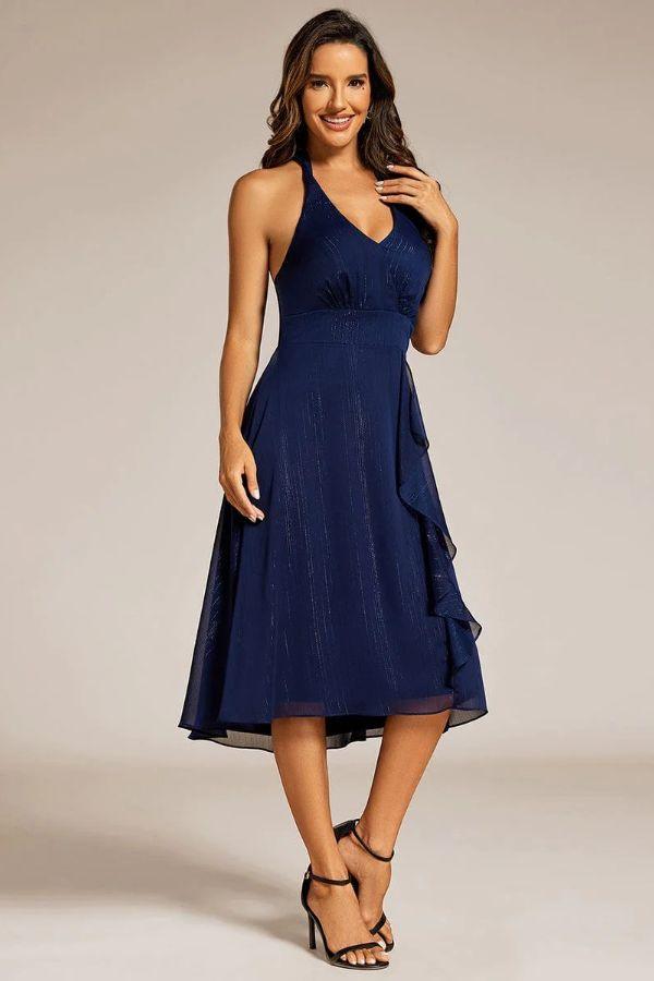 A-Line Midi Polyester Dress CG0271 - COCOMELODY