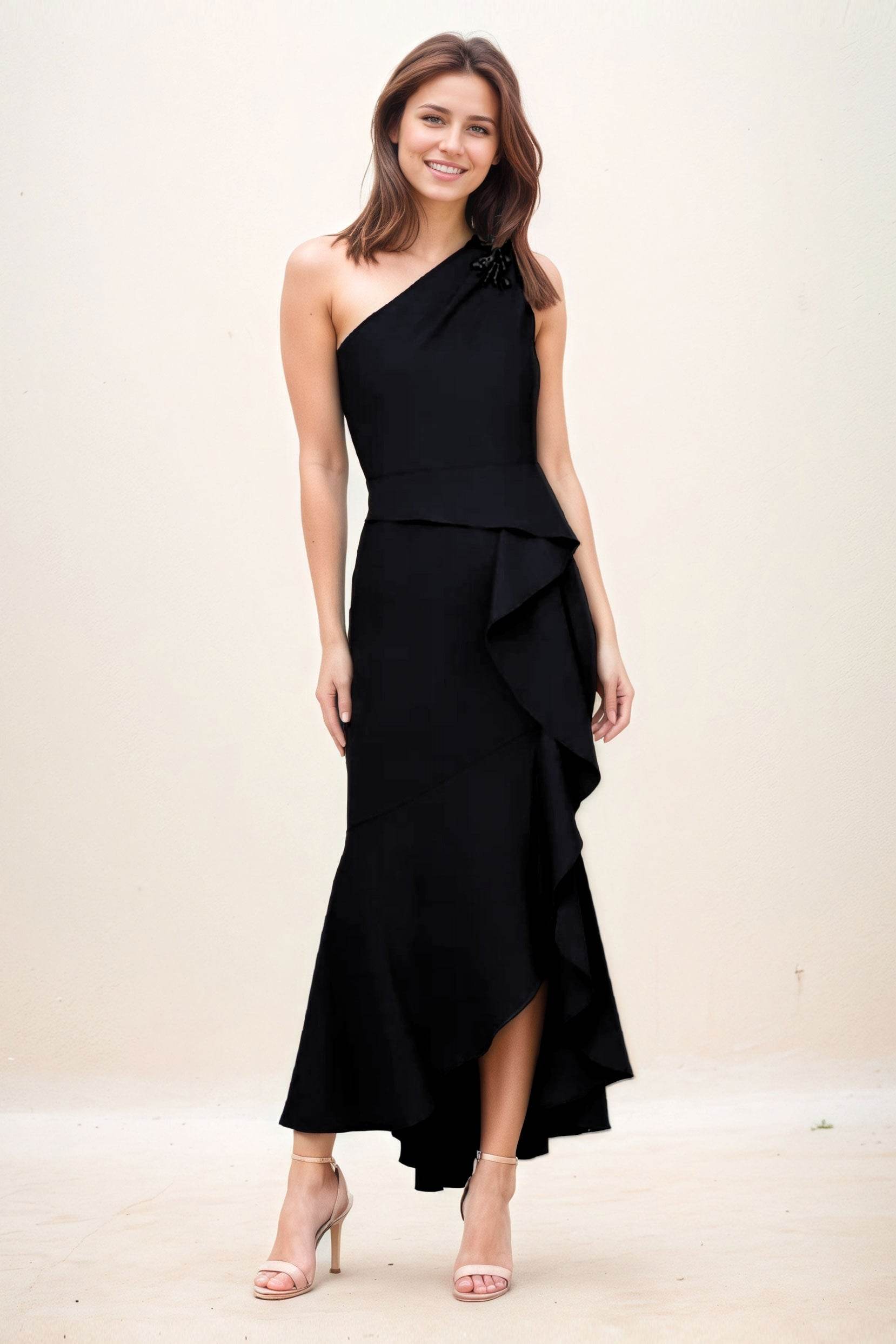 Sheath-Column Maxi Elastic Cloth Wedding Guest Dress CG0274 - COCOMELODY