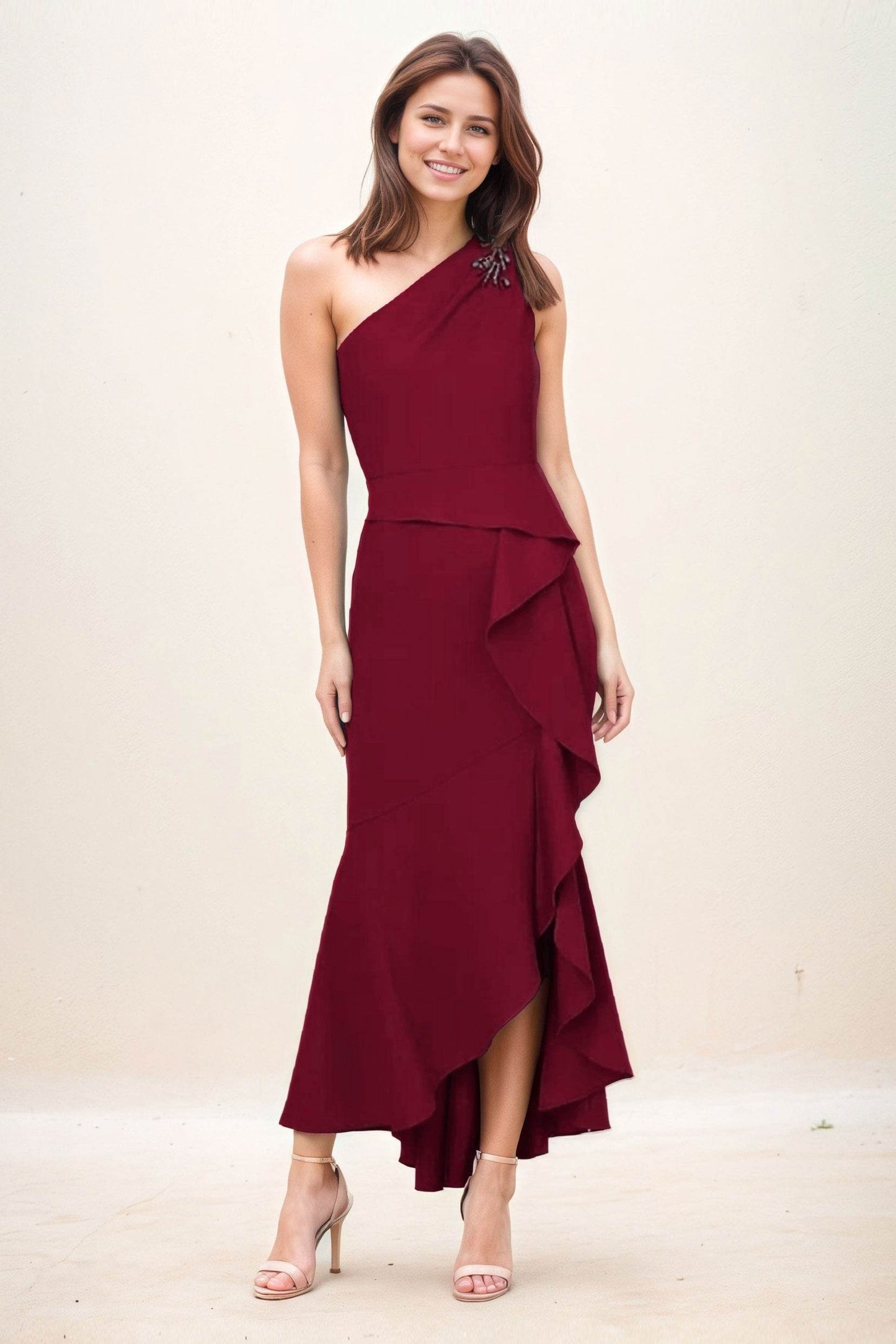 Sheath-Column Maxi Elastic Cloth Wedding Guest Dress CG0274 - COCOMELODY