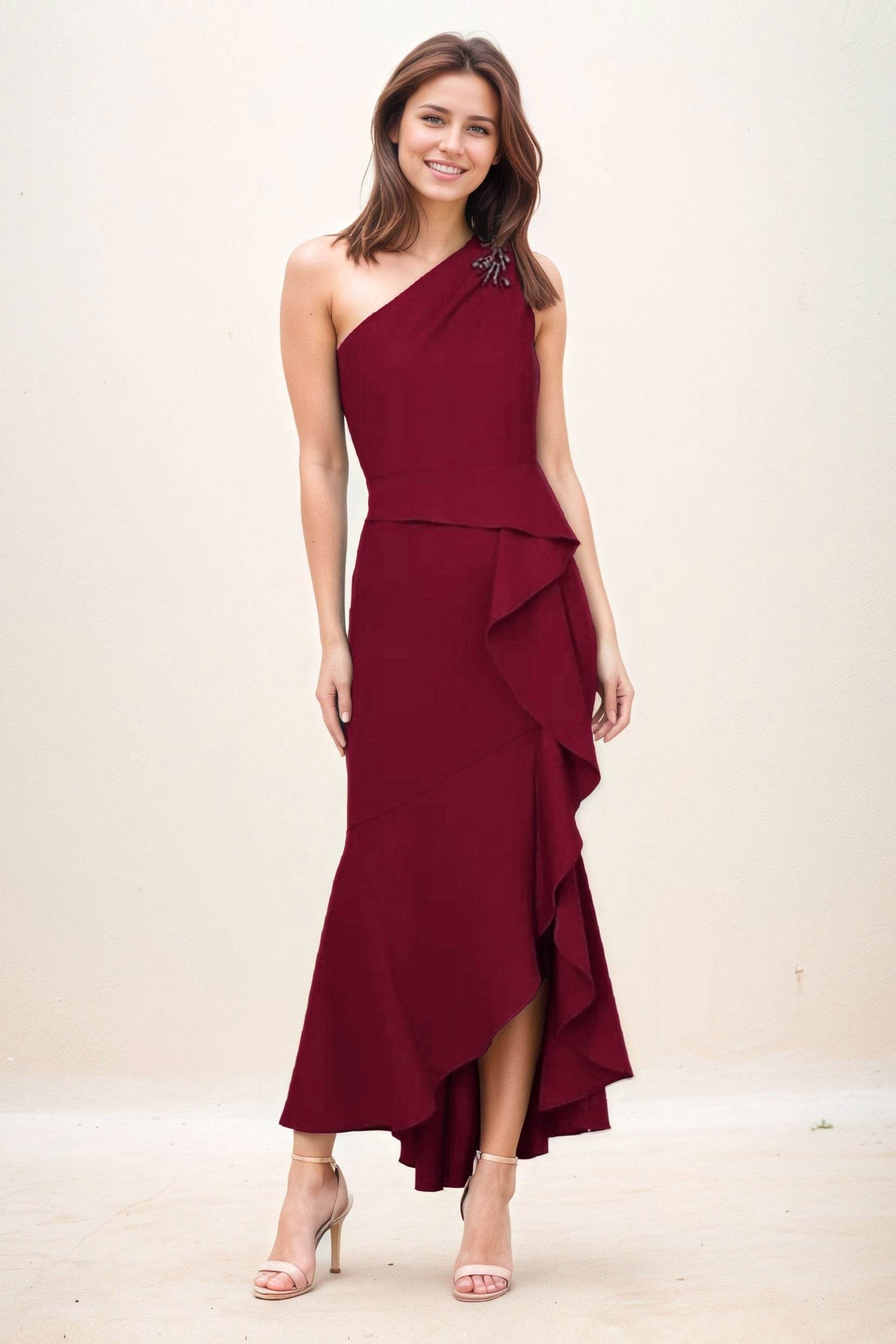 Sheath-Column Maxi Elastic Cloth Wedding Guest Dress CG0274 - COCOMELODY