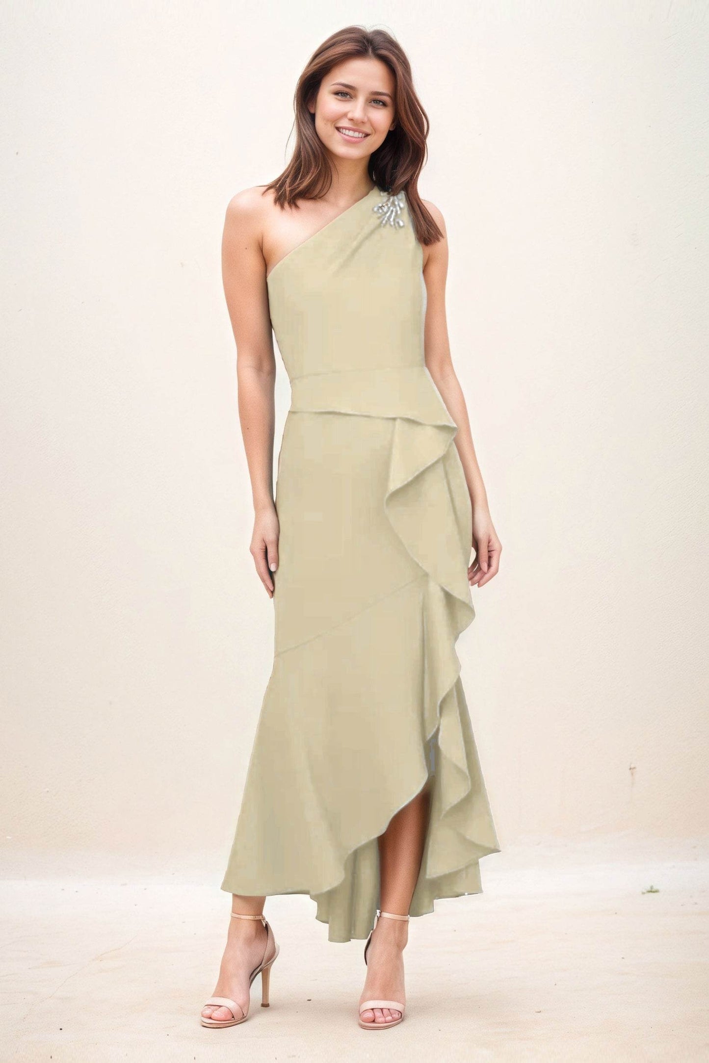 Sheath-Column Maxi Elastic Cloth Wedding Guest Dress CG0274 - COCOMELODY