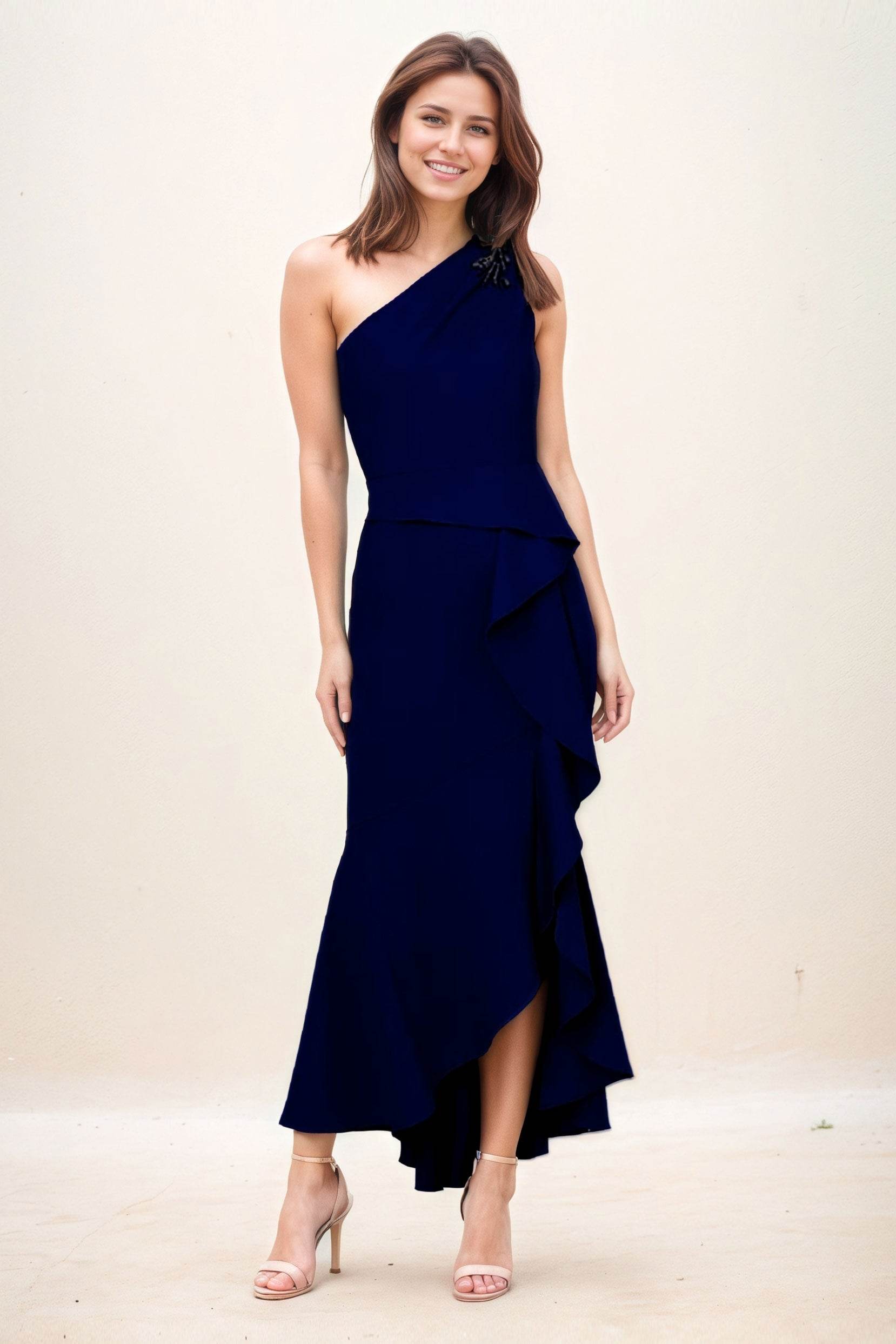 Sheath-Column Maxi Elastic Cloth Wedding Guest Dress CG0274 - COCOMELODY