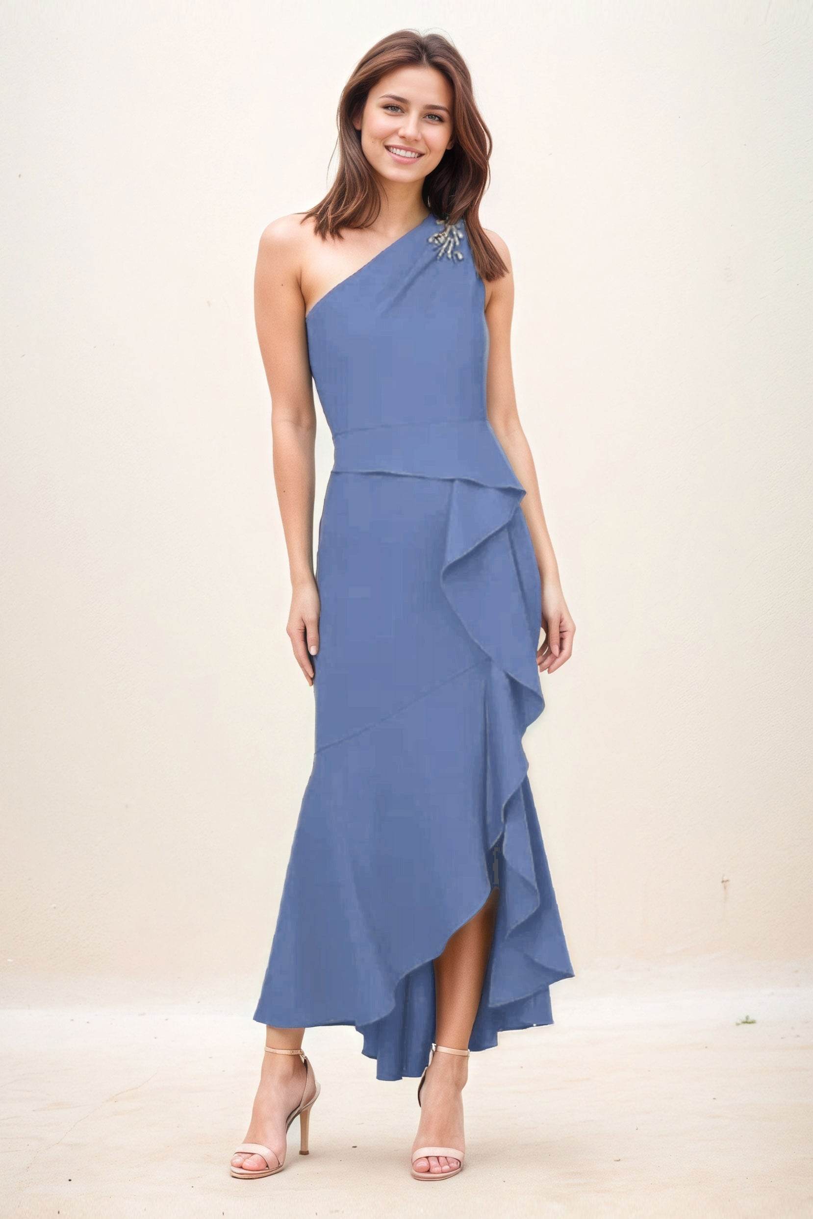 Sheath-Column Maxi Elastic Cloth Wedding Guest Dress CG0274 - COCOMELODY