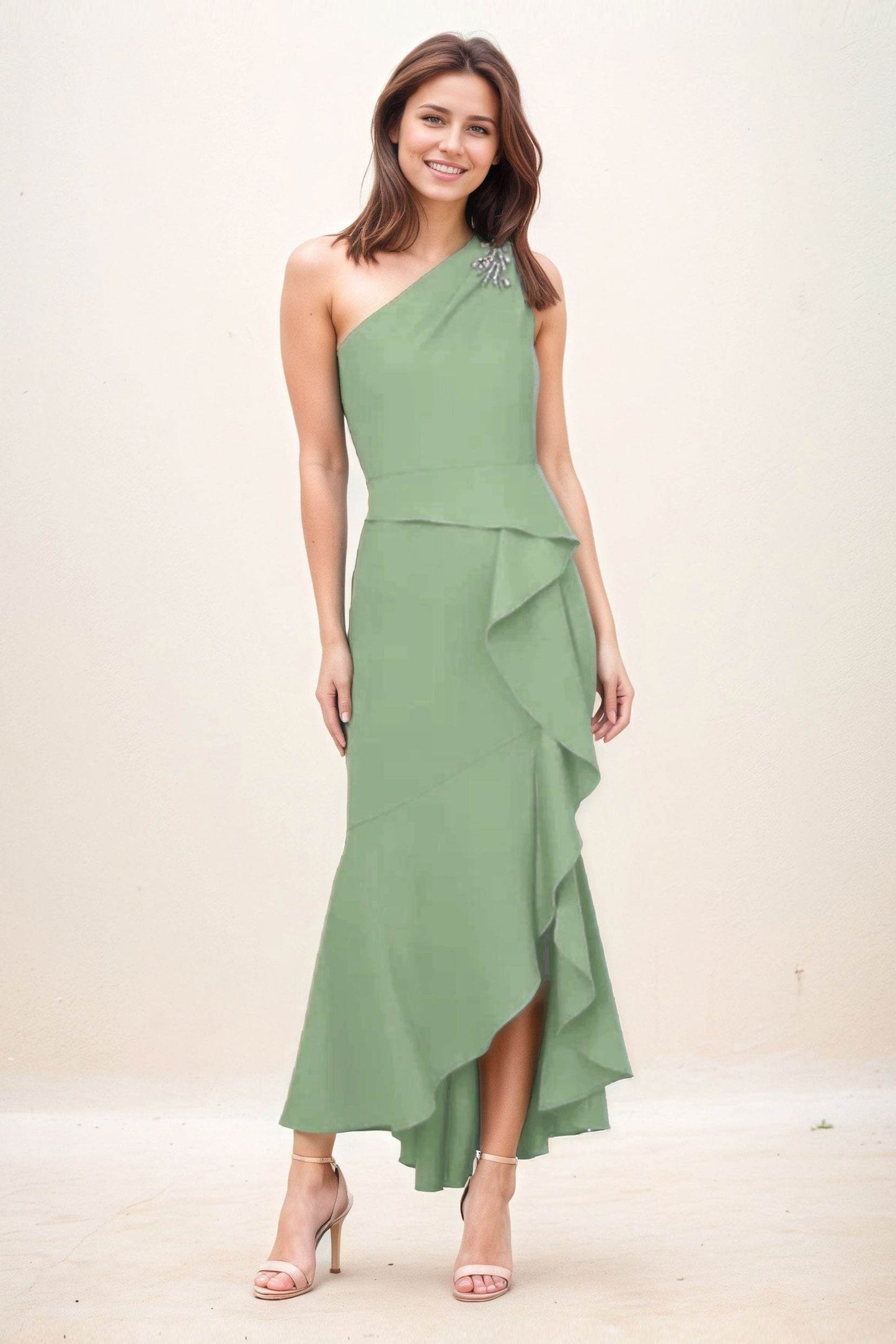 Sheath-Column Maxi Elastic Cloth Wedding Guest Dress CG0274 - COCOMELODY