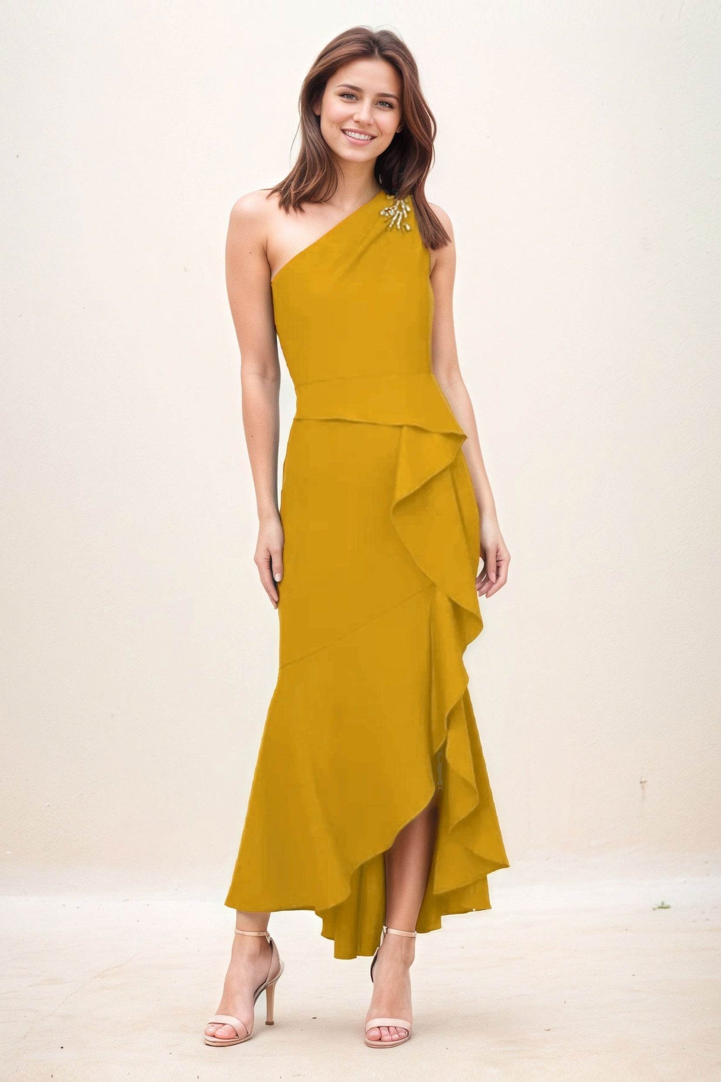 Sheath-Column Maxi Elastic Cloth Wedding Guest Dress CG0274 - COCOMELODY