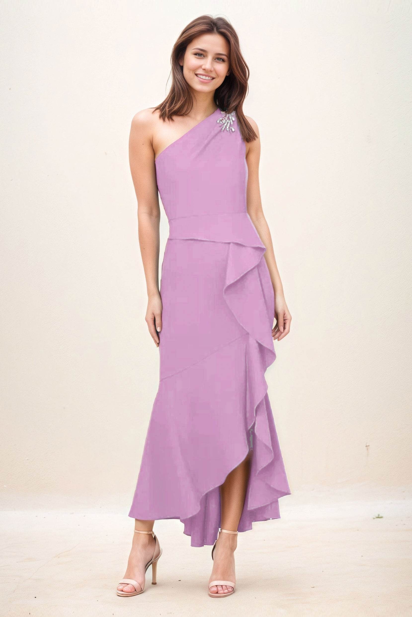 Sheath-Column Maxi Elastic Cloth Wedding Guest Dress COCOMELODY CG0274, Mauve Purple Sheath-Column Maxi Elastic Cloth Wedding Guest Dress COCOMELODY CG0274, Mauve Purple