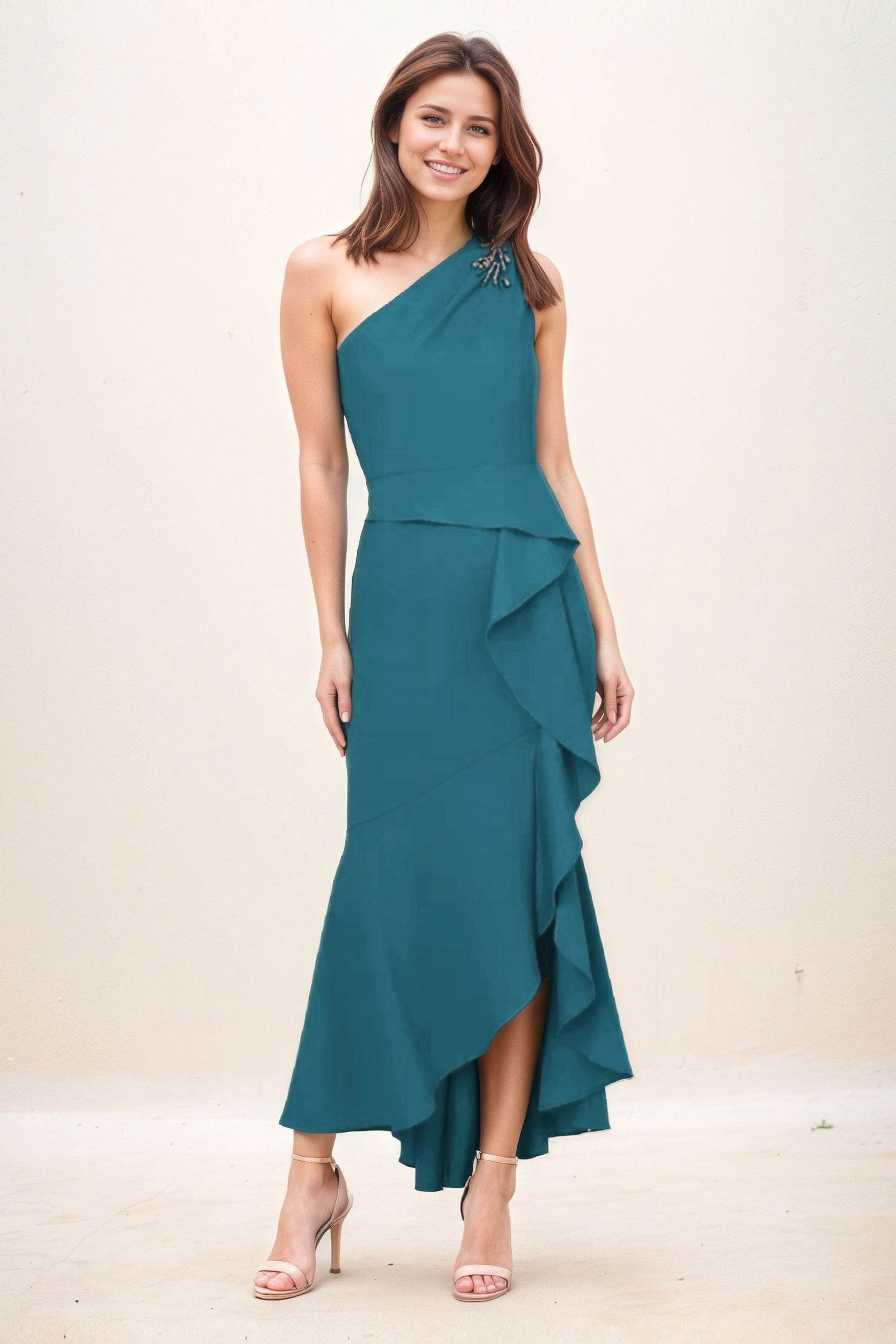 Sheath-Column Maxi Elastic Cloth Wedding Guest Dress CG0274 - COCOMELODY