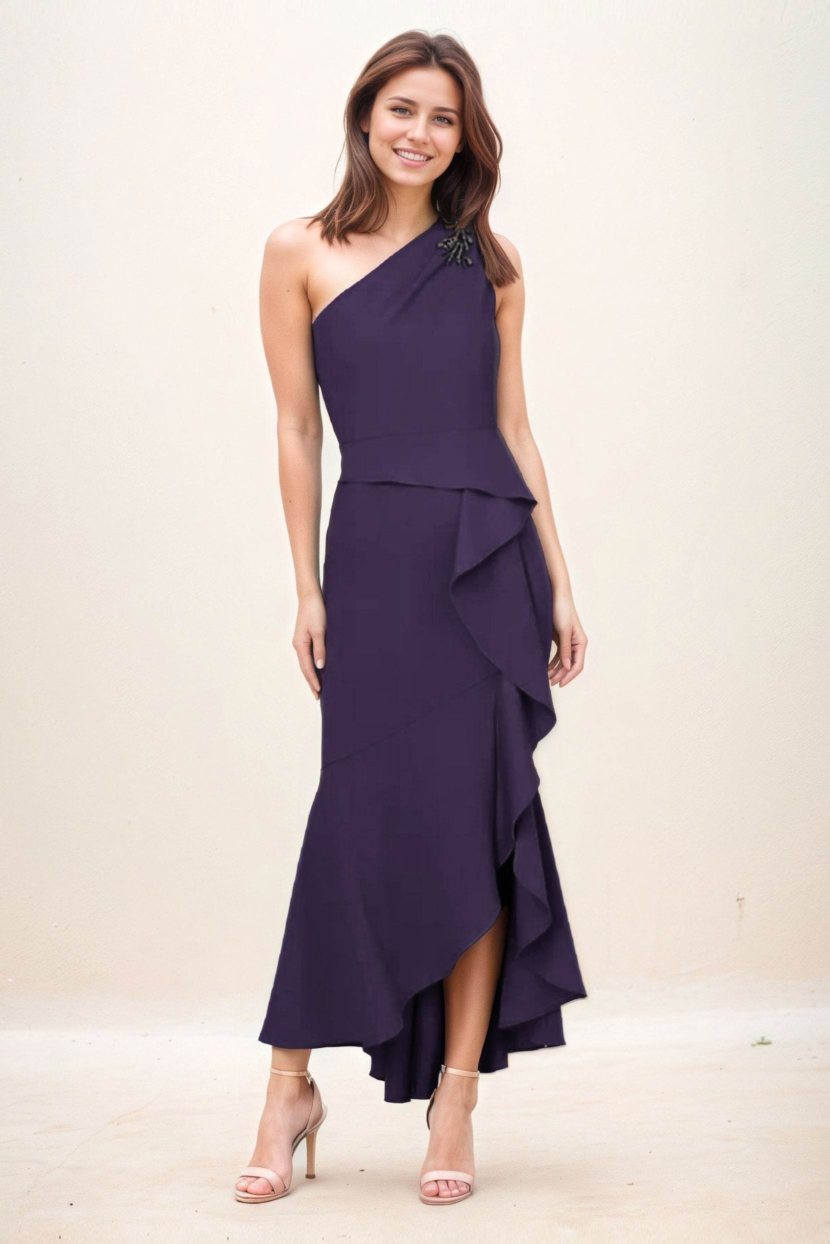 Sheath-Column Maxi Elastic Cloth Wedding Guest Dress CG0274 - COCOMELODY