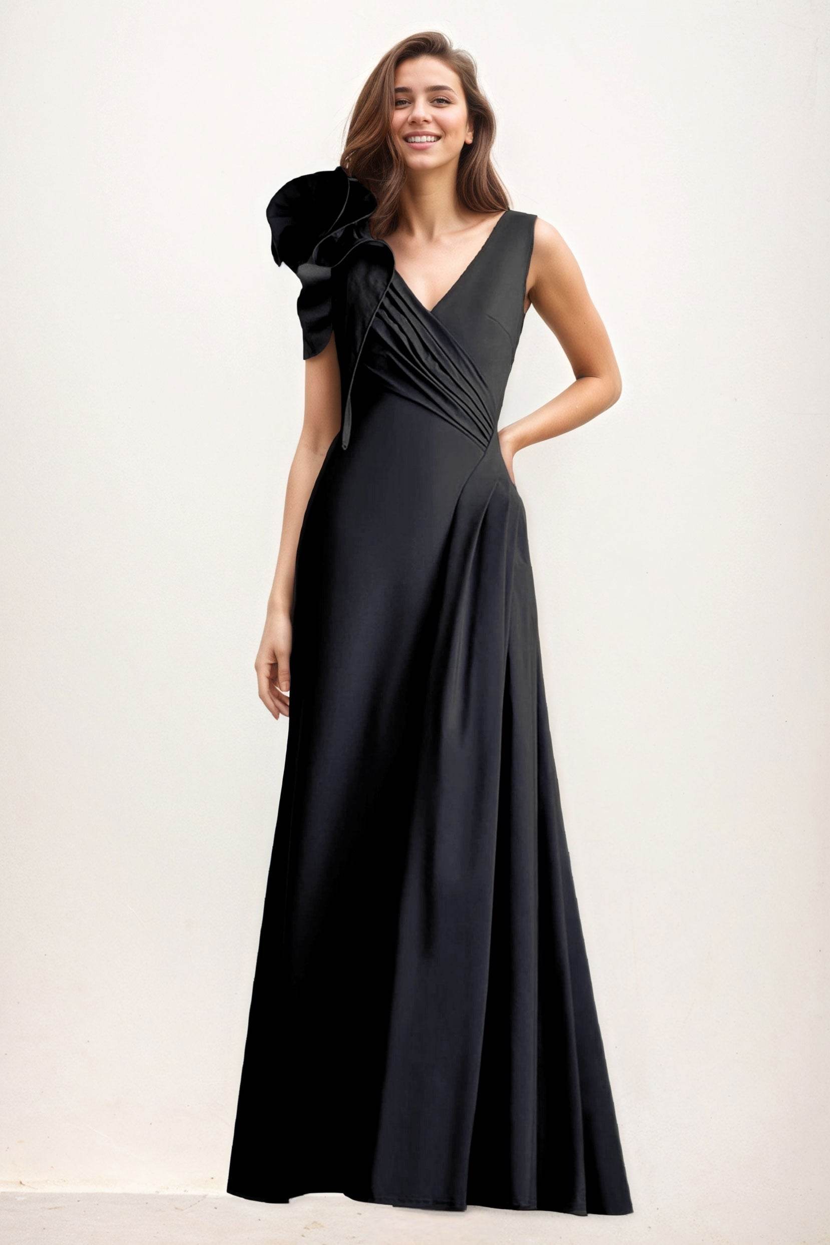 A-Line Maxi Elastic Cloth Wedding Guest Dress CG0275 - COCOMELODY