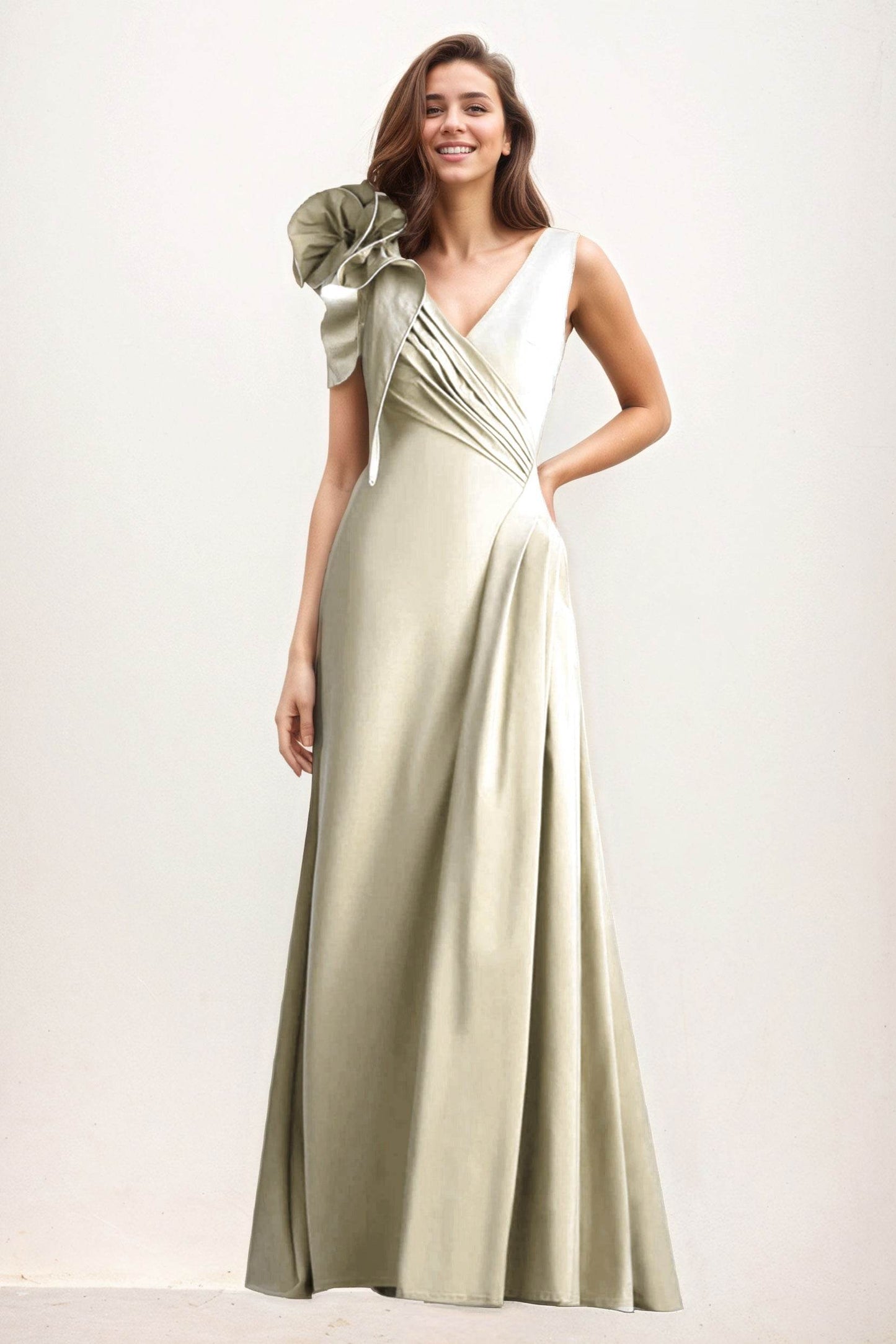 A-Line Maxi Elastic Cloth Wedding Guest Dress CG0275 - COCOMELODY