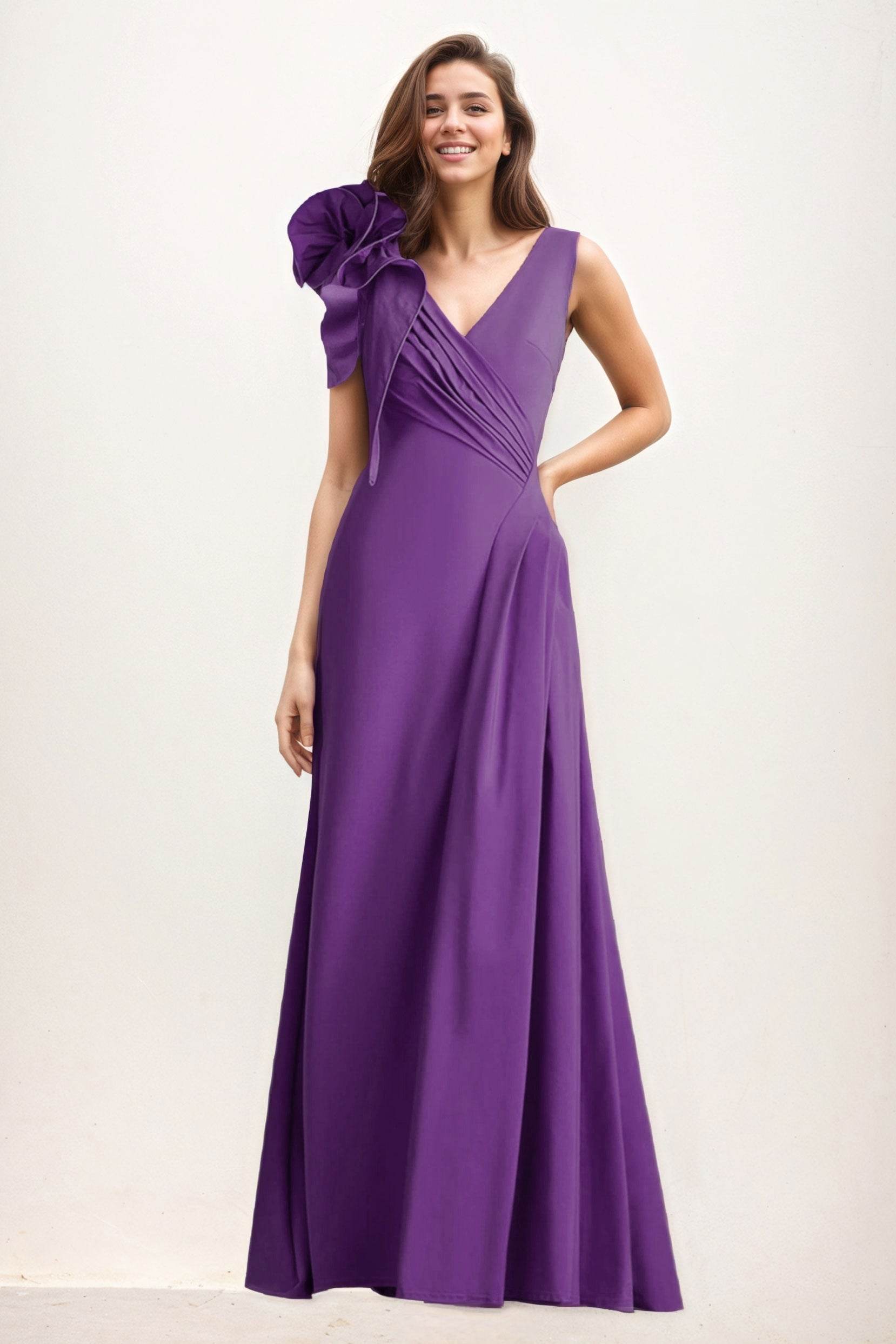 A-Line Maxi Elastic Cloth Wedding Guest Dress CG0275 - COCOMELODY