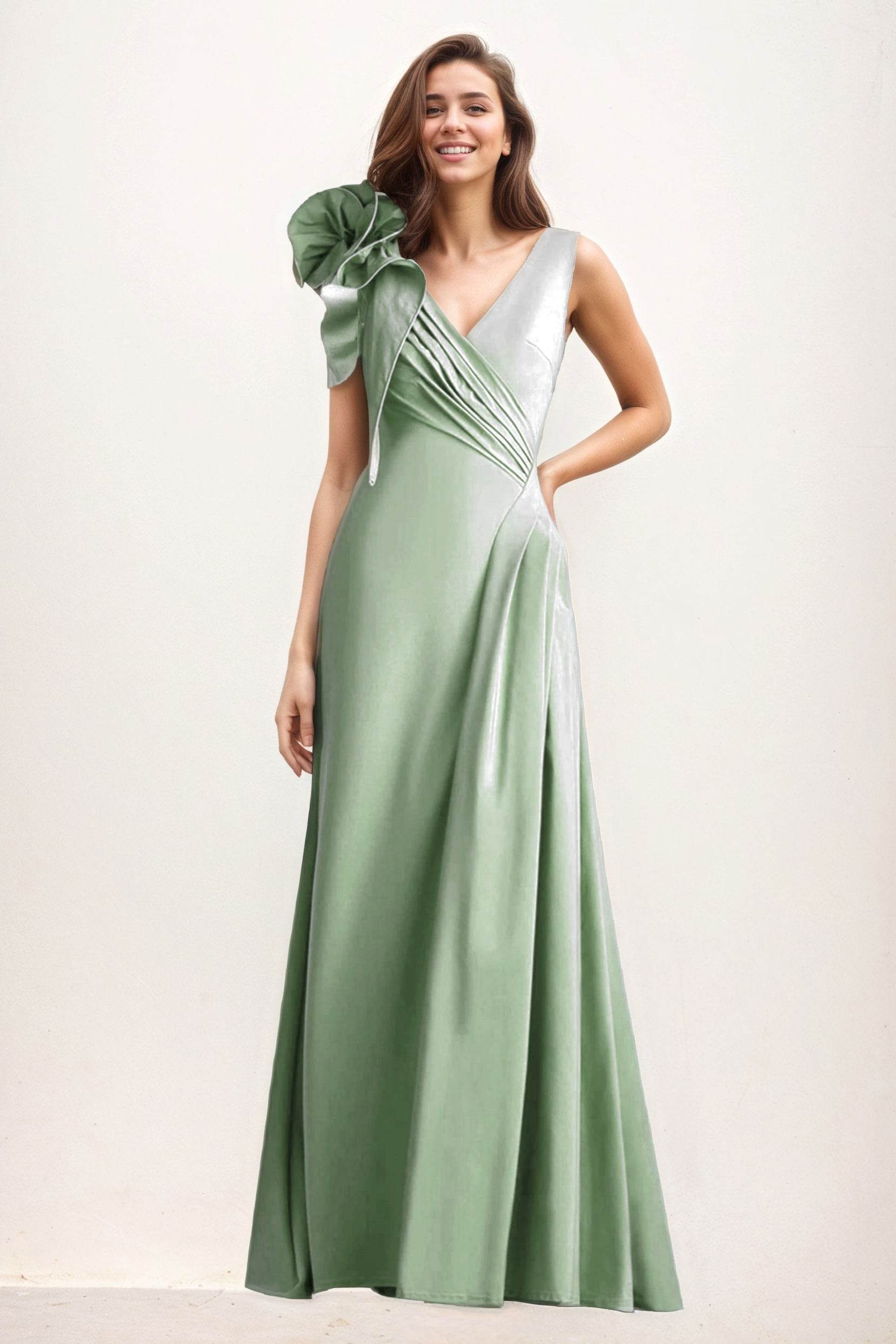 A-Line Maxi Elastic Cloth Wedding Guest Dress CG0275 - COCOMELODY