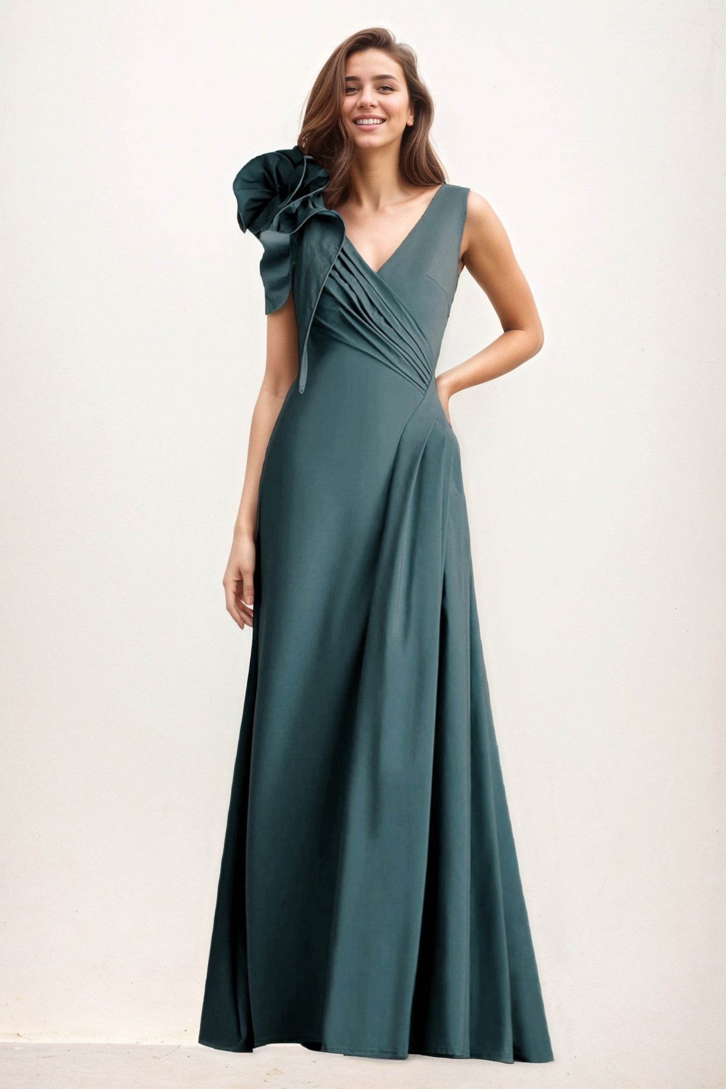 A-Line Maxi Elastic Cloth Wedding Guest Dress CG0275 - COCOMELODY