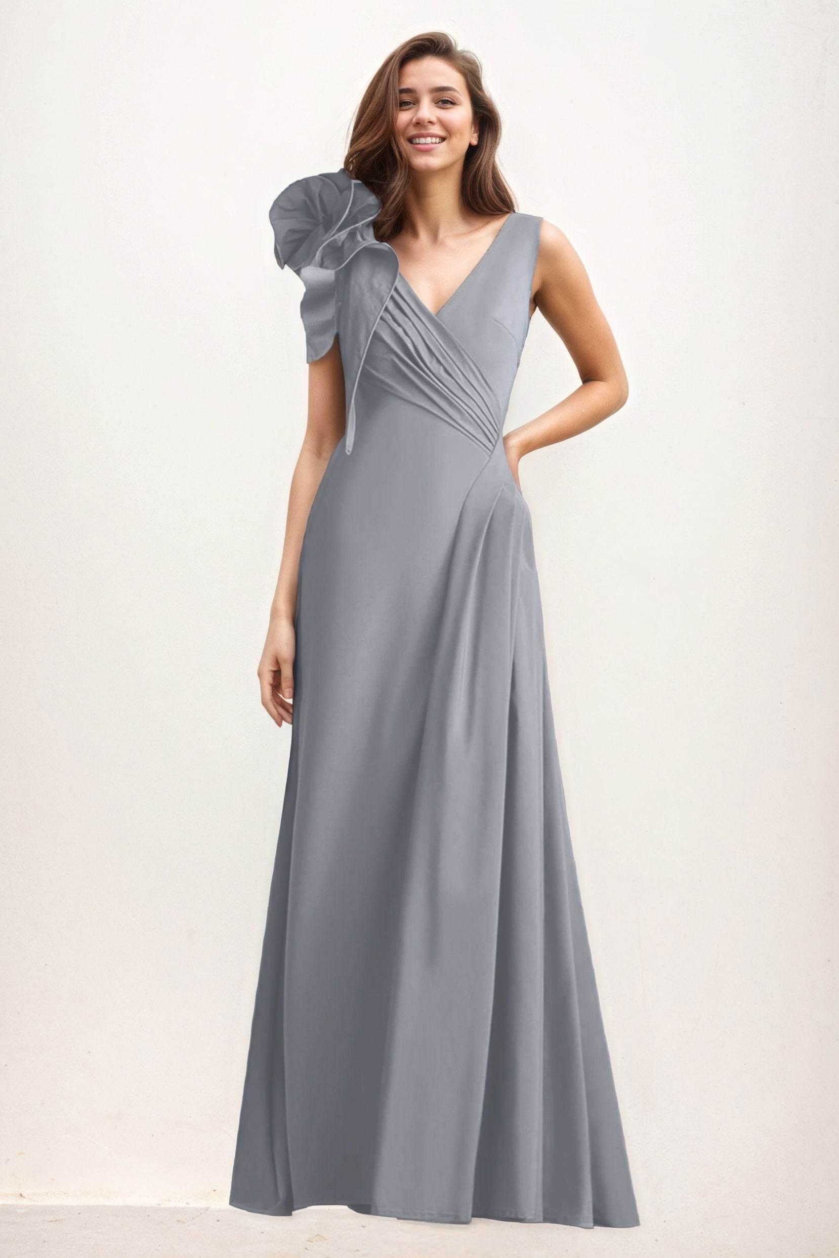 A-Line Maxi Elastic Cloth Wedding Guest Dress CG0275 - COCOMELODY