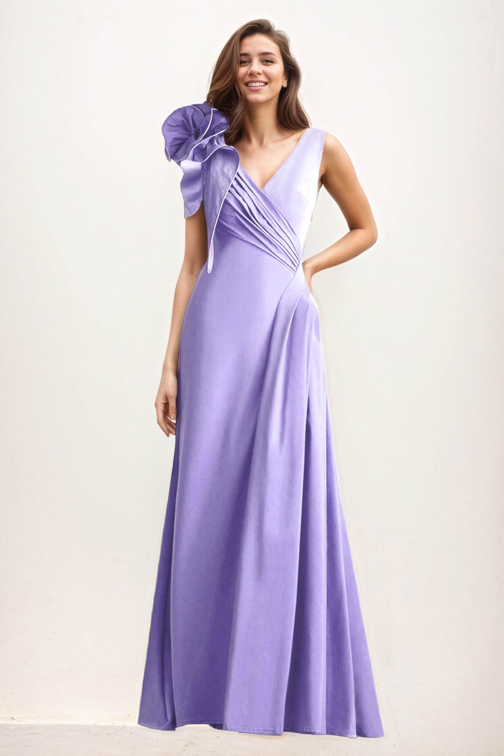 A-Line Maxi Elastic Cloth Wedding Guest Dress CG0275 - COCOMELODY