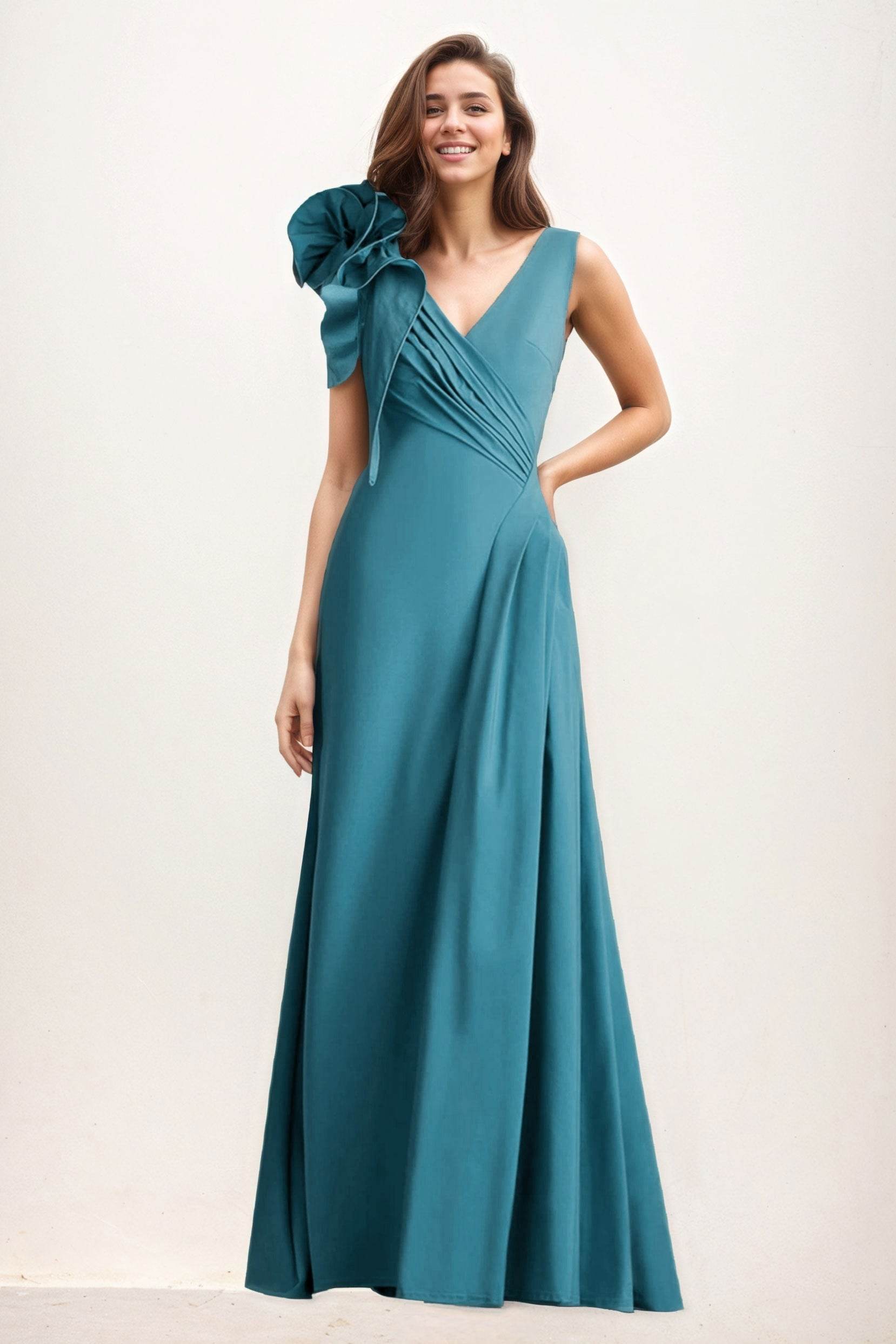 A-Line Maxi Elastic Cloth Wedding Guest Dress CG0275 - COCOMELODY