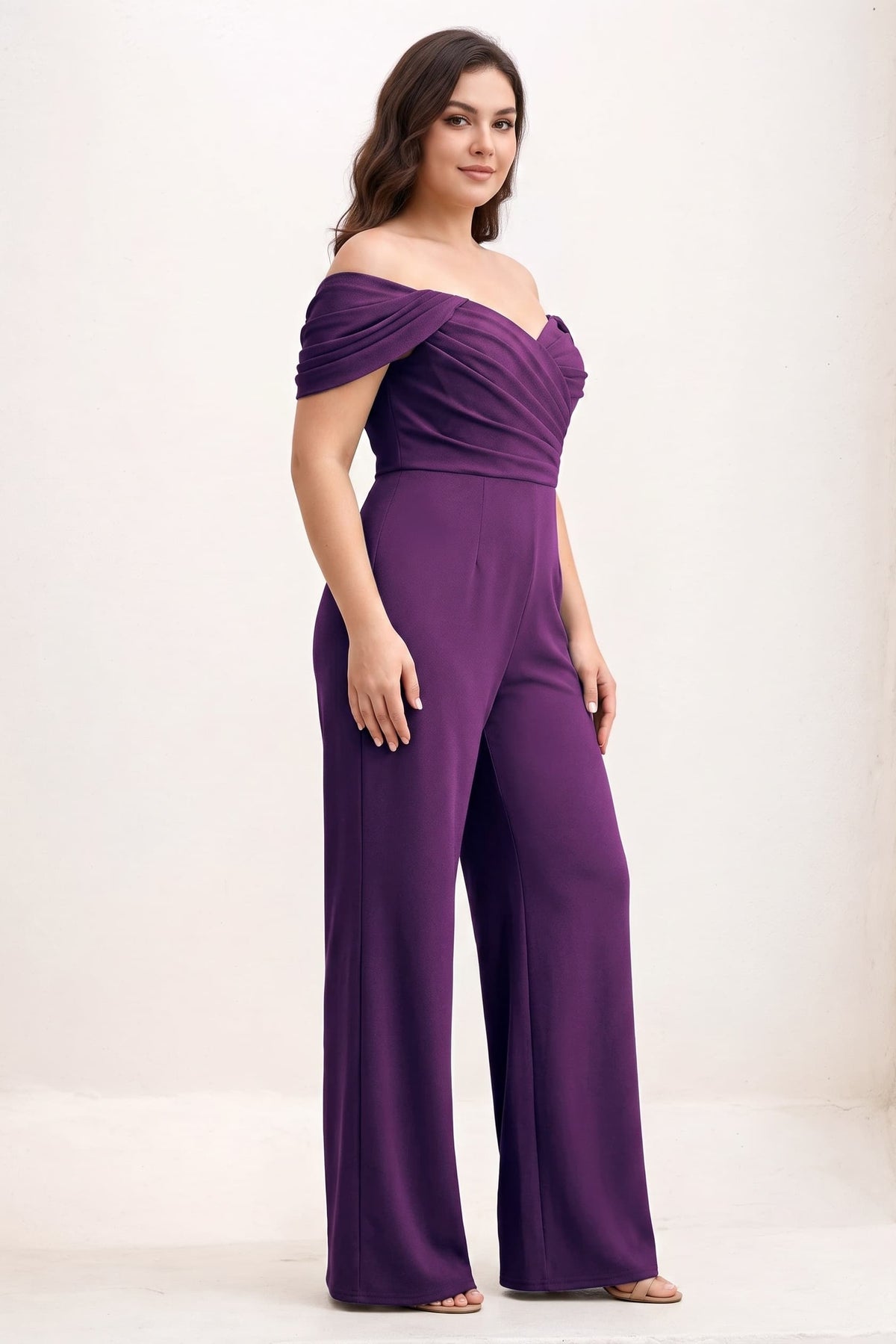 Jumpsuit Maxi Elastic Cloth Wedding Guest Dress CG0276 - Dark Purple - COCOMELODY
