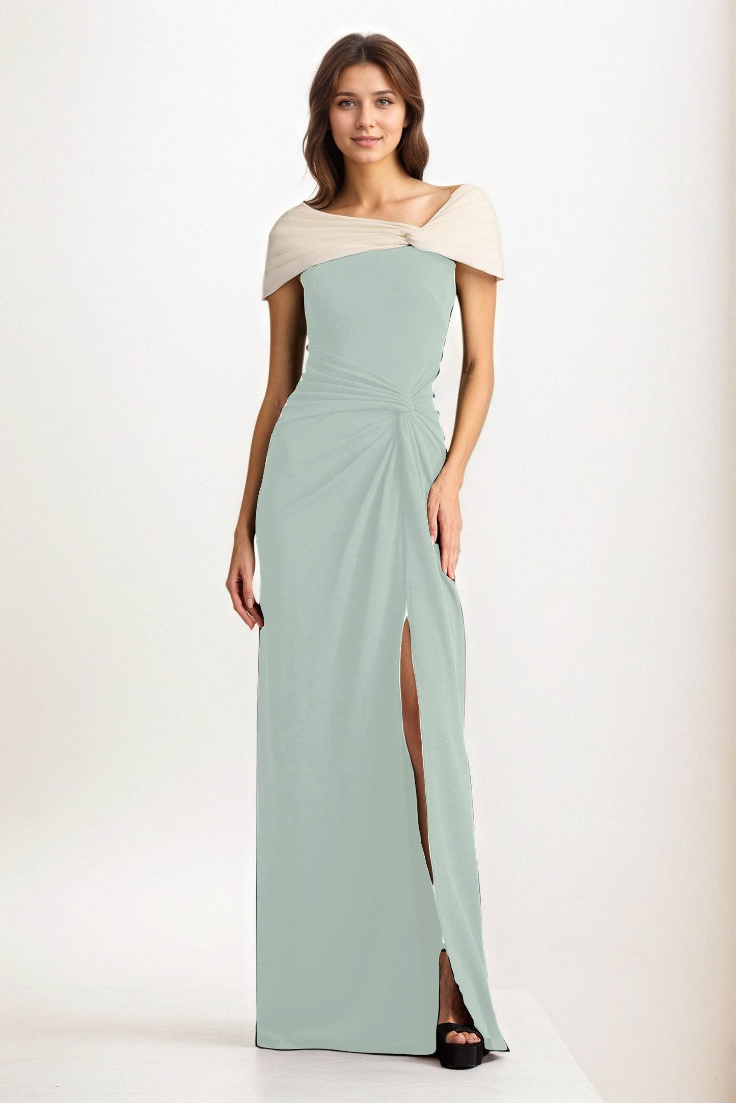 Sheath-Column Maxi Chiffon Wedding Guest Dress CG0279 - COCOMELODY
