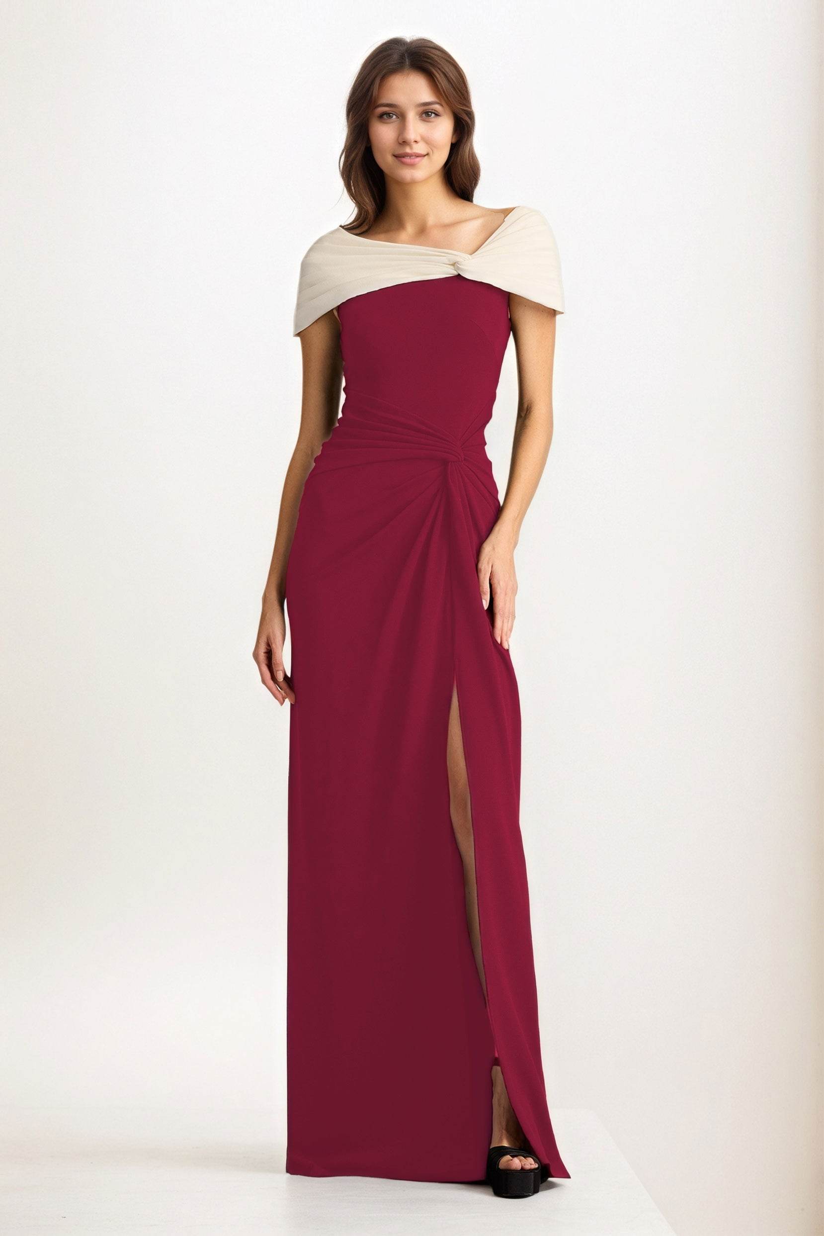 Sheath-Column Maxi Chiffon Wedding Guest Dress CG0279 - COCOMELODY