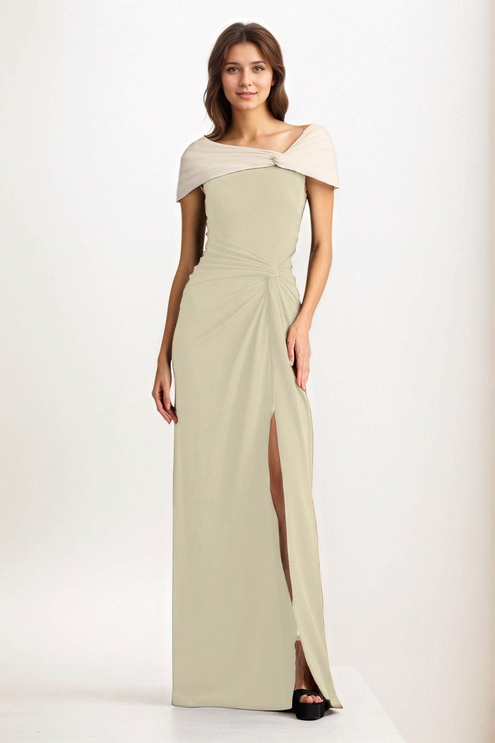 Sheath-Column Maxi Chiffon Wedding Guest Dress CG0279 - COCOMELODY