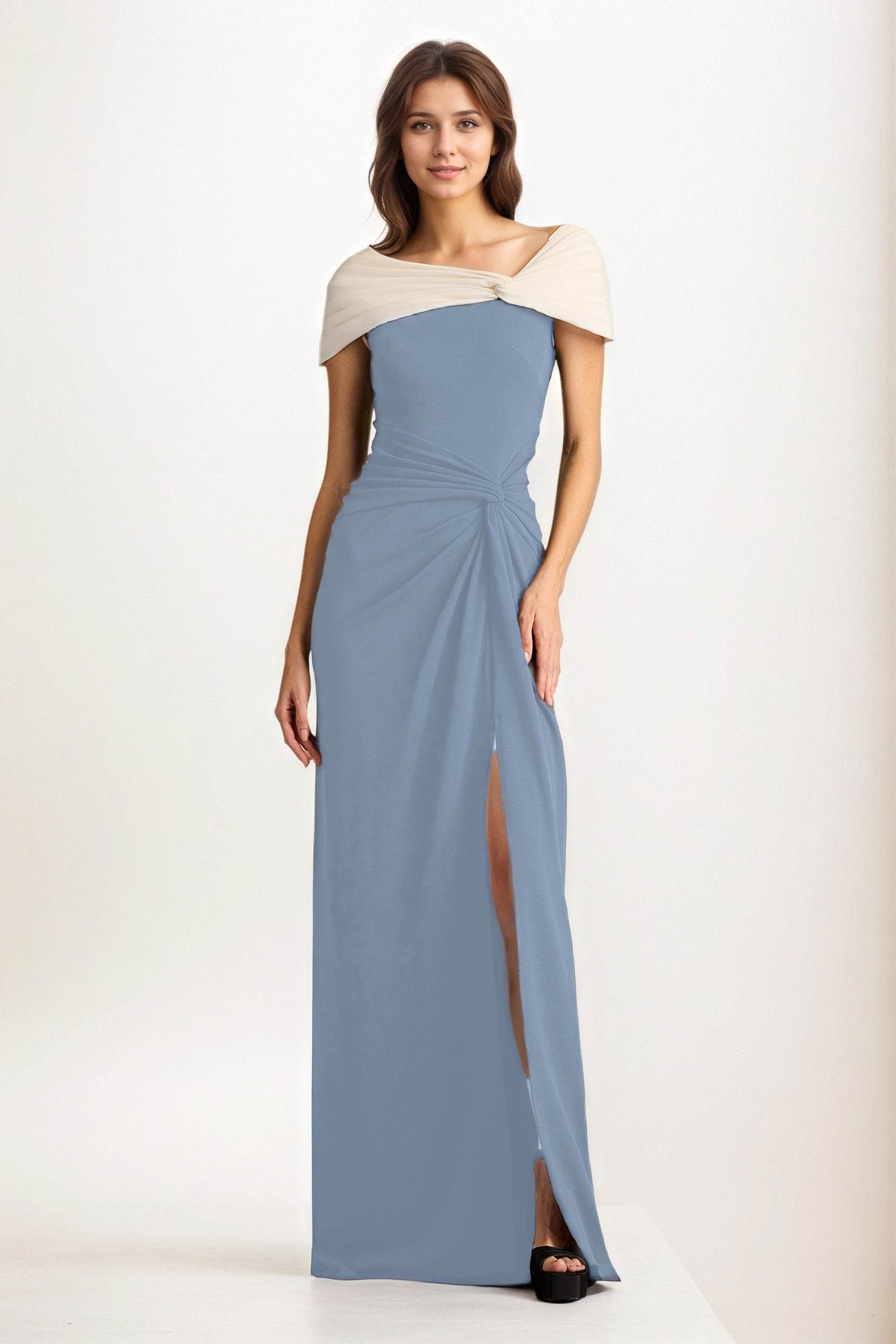 Sheath-Column Maxi Chiffon Wedding Guest Dress CG0279 - COCOMELODY