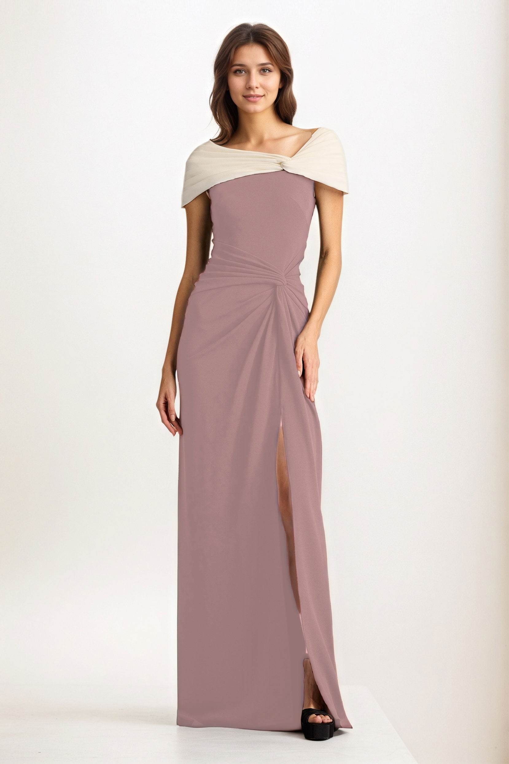 Sheath-Column Maxi Chiffon Wedding Guest Dress CG0279 - COCOMELODY