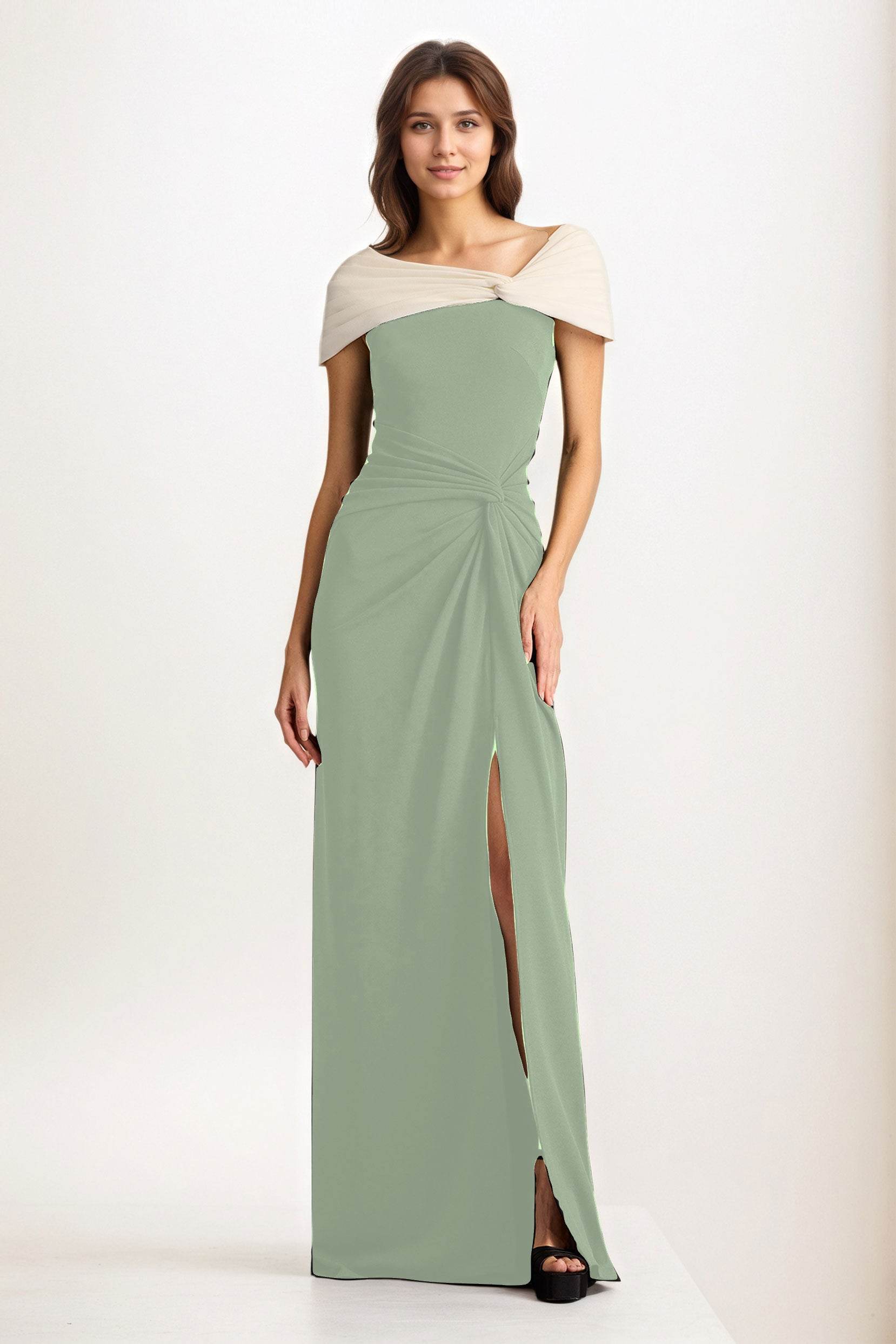 Sheath-Column Maxi Chiffon Wedding Guest Dress CG0279 - COCOMELODY