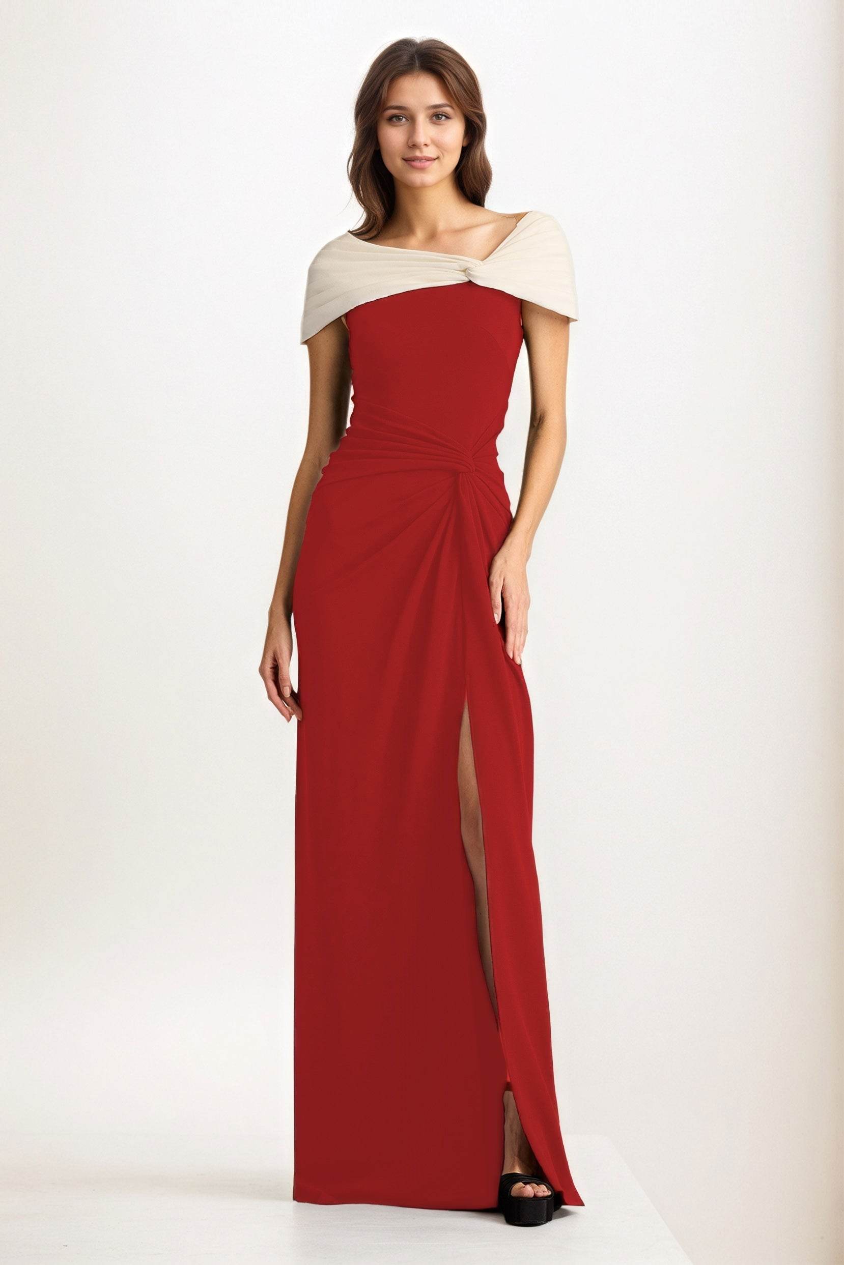 Sheath-Column Maxi Chiffon Wedding Guest Dress CG0279 - COCOMELODY